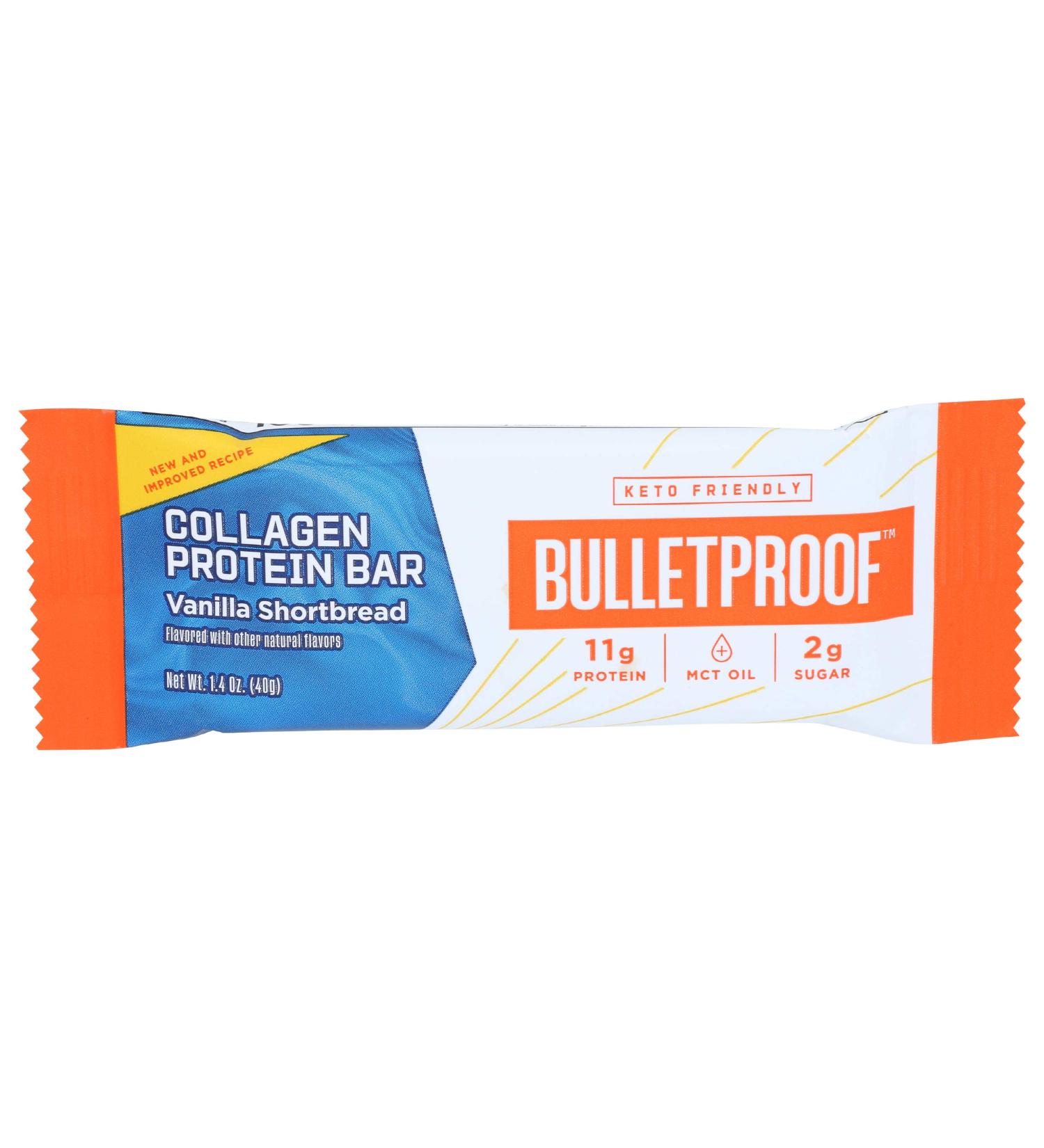 Buy Bulletproof Collagen Protein Bars - Vanilla Shortbread | 11g Protein Low Sugar Healthy Snack (1.4 Oz) - International Shipping Available - Buy Online on GoSupps.com