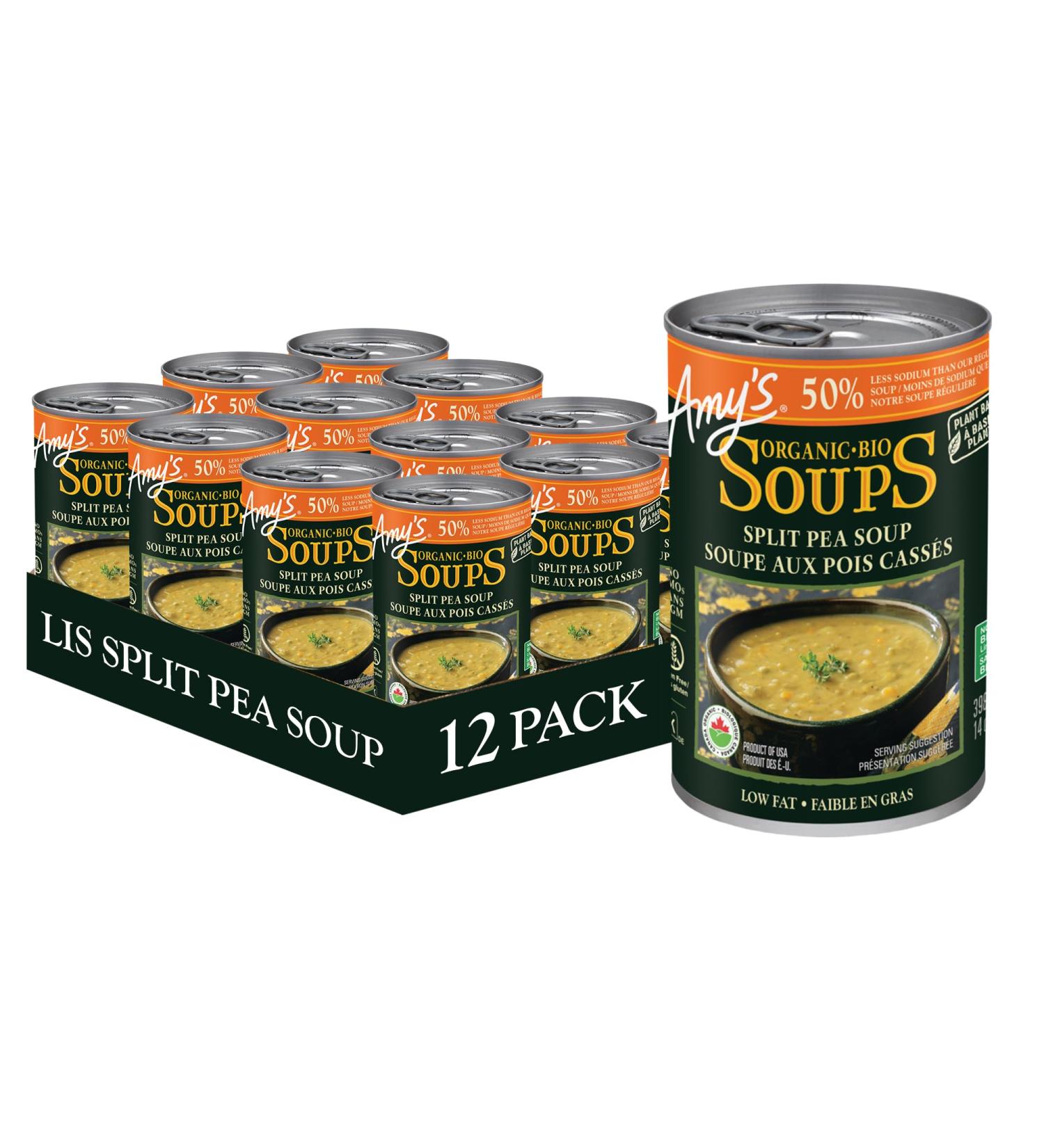 Amy s Kitchen Organic Split Pea Soup Light in Sodium Gluten-Free Dairy-Free Lactose-Free Soy-Free Corn-Free Tree Nut-Free Vegan Kosher Plant-based 12-pack (398ml per can) - Buy Online on GoSupps.com