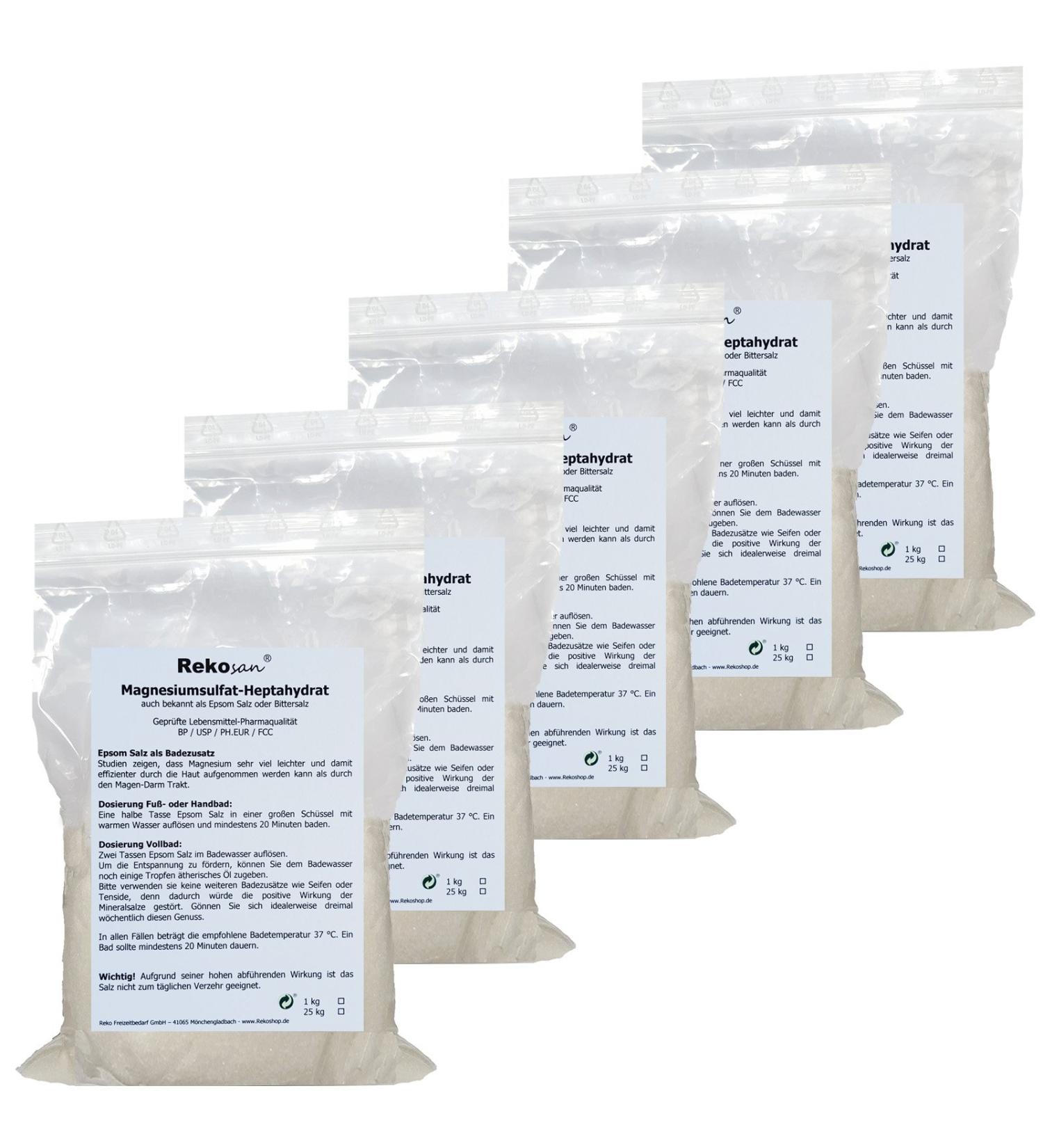 Rekosan Magnesium sulfate Epsom salt Epsom salt food/pharmaceutical quality 5 x 1 kg