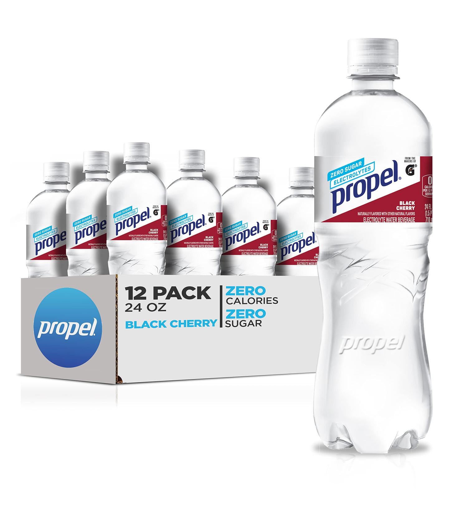 Propel Black Cherry Zero Calorie Water Beverage 24 Fl Oz (Pack of 12) | Electrolytes & Vitamins C&E Included - Buy Online on GoSupps.com