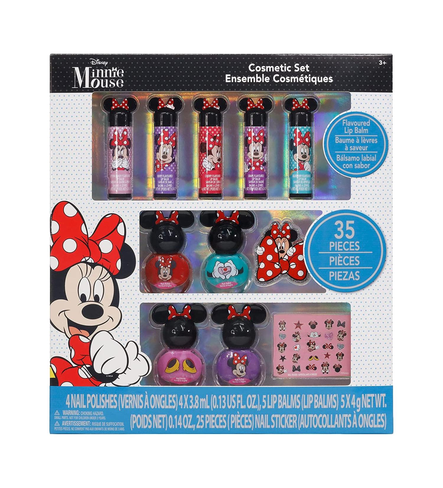 Minnie Mouse Sparkly Cosmetic Makeup Set - 35 Pcs for Girls | Lip Balm, Nail Polish, Stickers | Perfect for Parties & Makeovers | Birthday Gift (3+ Yrs) - Buy Online on GoSupps.com