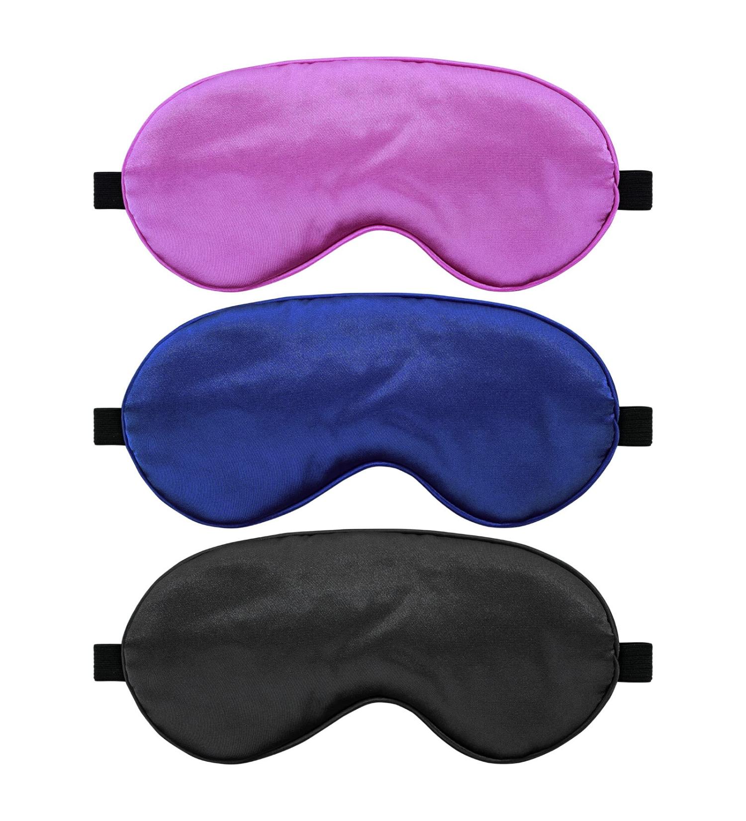 WLLHYF 3 Pack Silk Sleep Eye Mask for Women - Soft & Smooth, Adjustable, Blocking Out Light - Buy Online on GoSupps.com