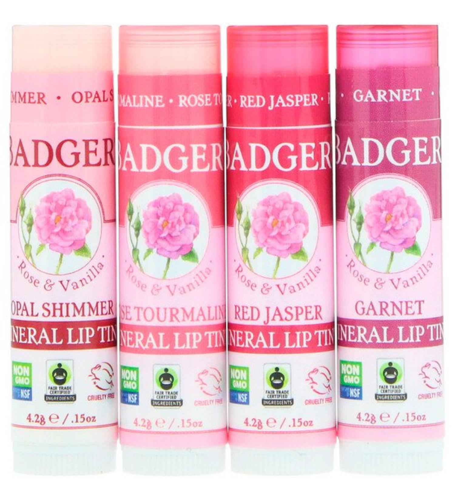 Badger Company Mineral Lip Tints Set 4 Pack .15 oz (4.2 g) Each