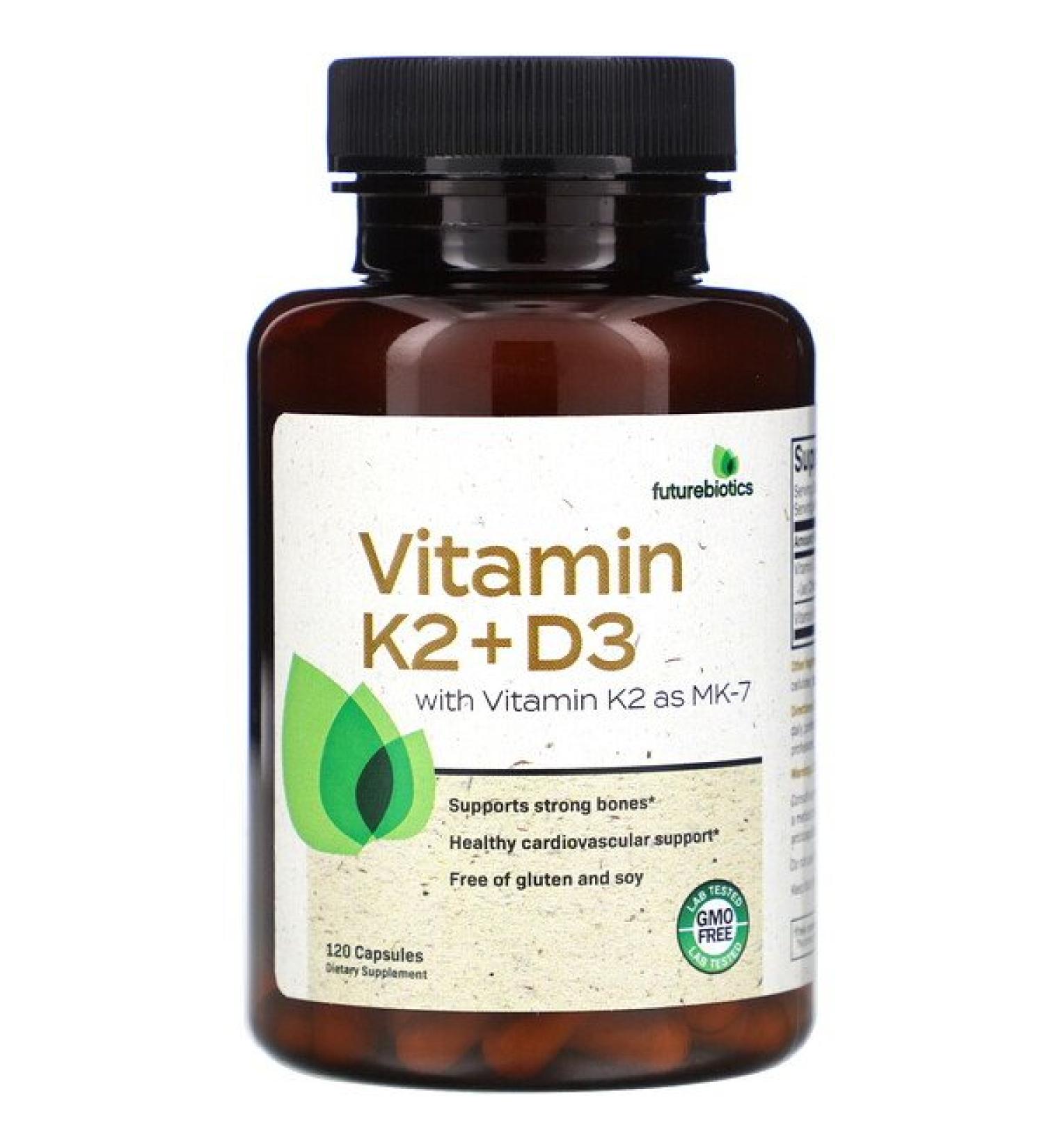 FutureBiotics Vitamin K2 + D3 120 Capsules
