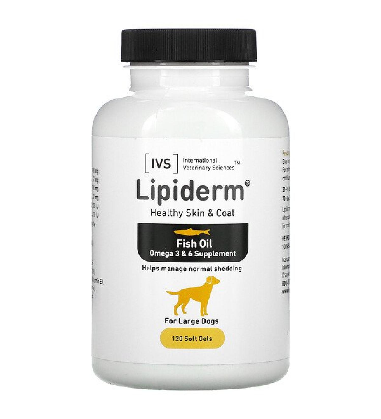 International Veterinary Sciences Lipiderm Healthy Skin & Coat For Large Dogs 120 Soft Gels