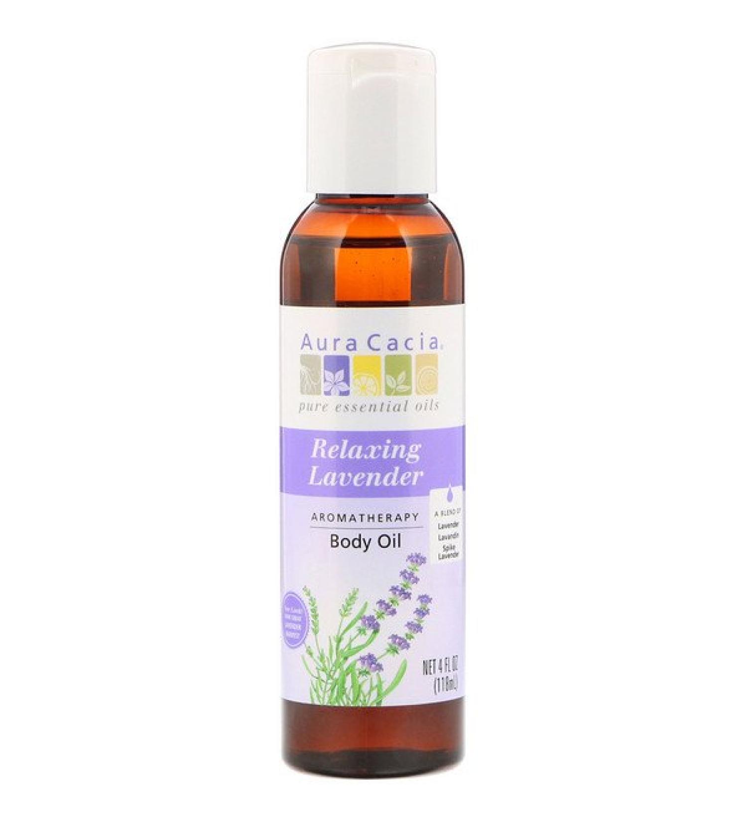 Aura Cacia Aromatherapy Body Oil Relaxing Lavender 4 fl oz (118 ml)