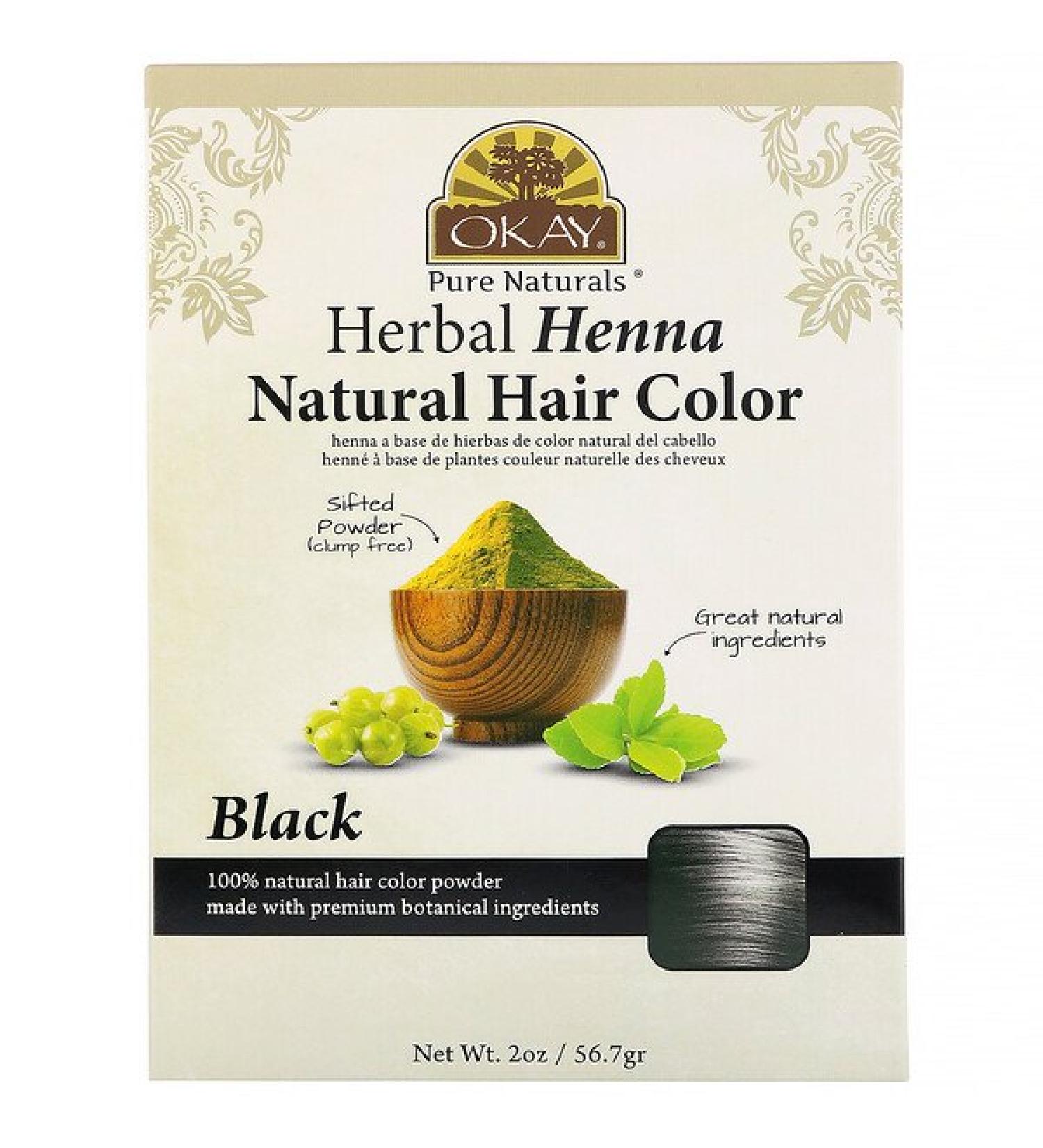 Okay Pure Naturals Herbal Henna Natural Hair Color Black 2 oz (56.7 g)