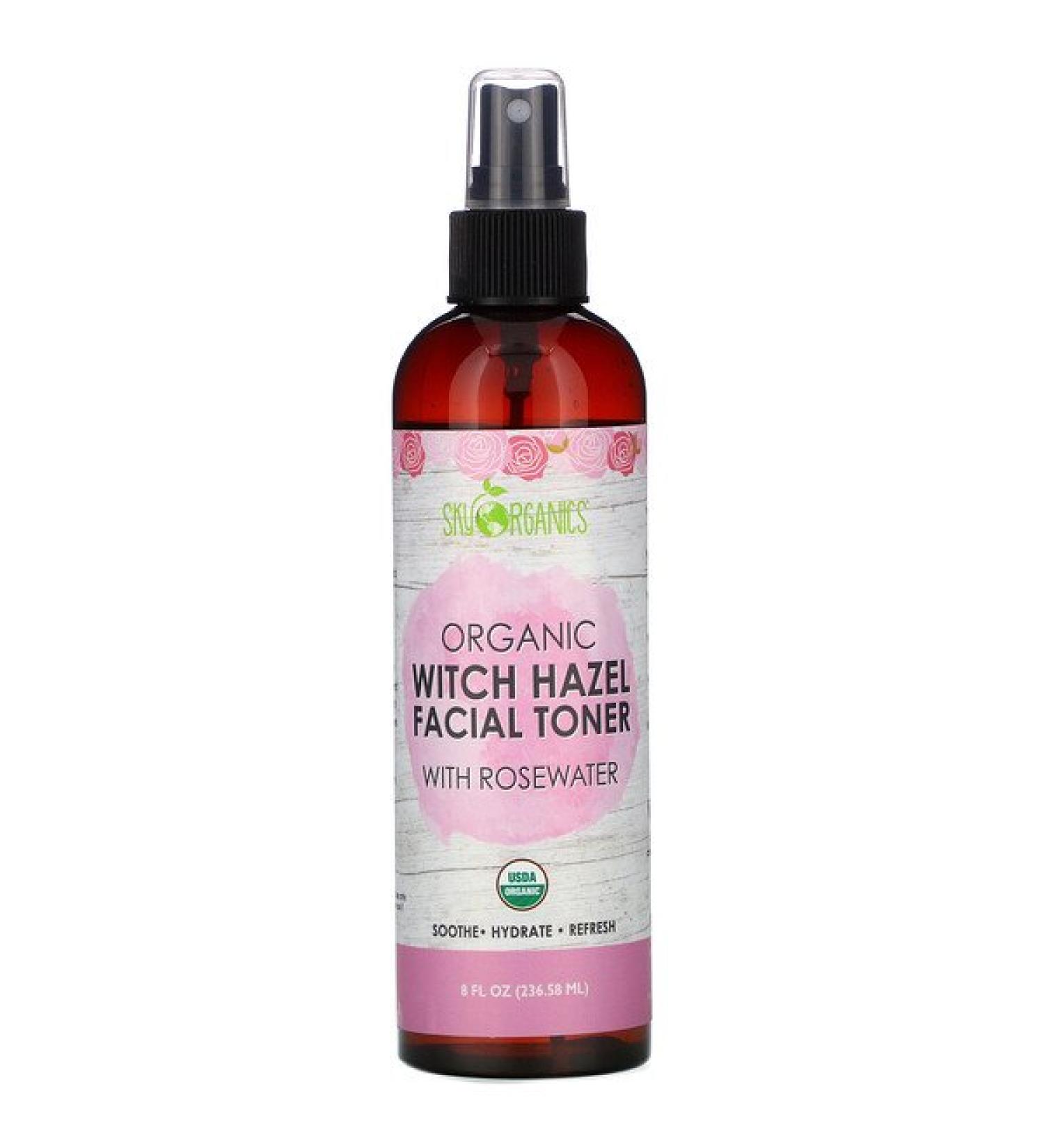 Sky Organics Organic Witch Hazel Facial Toner with Rosewater 8 fl oz (236.58 ml)