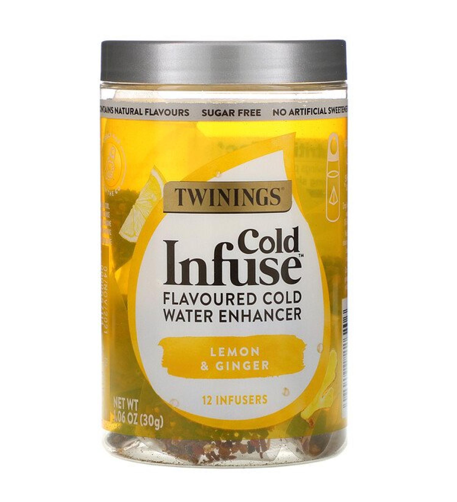 Twinings Cold Infuse  Flavoured Cold Water Enhancer Lemon & Ginger 12 Infusers 1.06 oz (30 g)