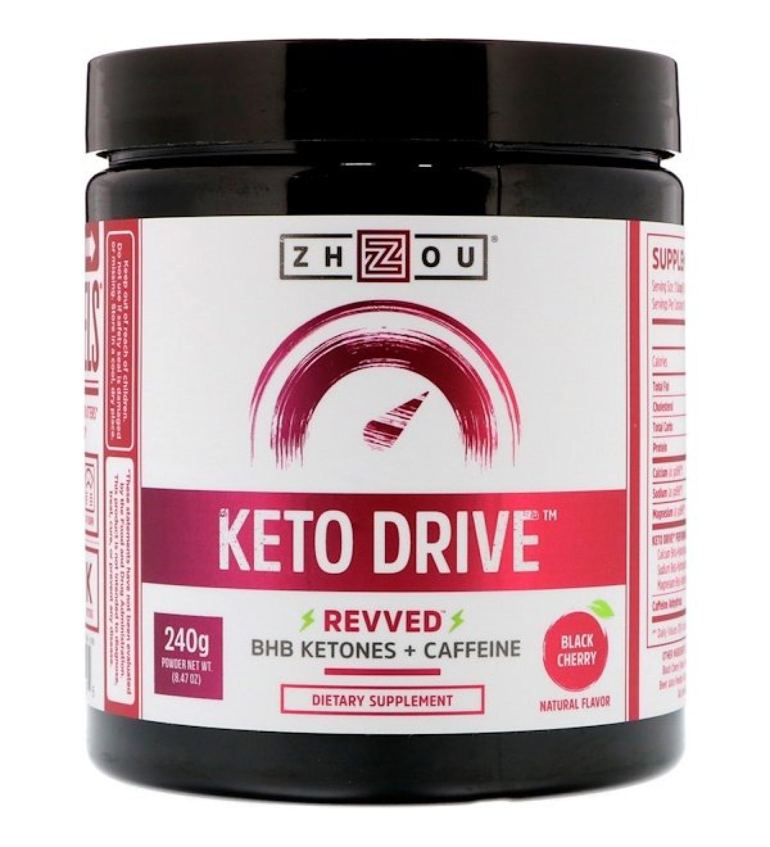 Zhou Nutrition Keto Drive Revved Black Cherry 8.47 oz (240 g)
