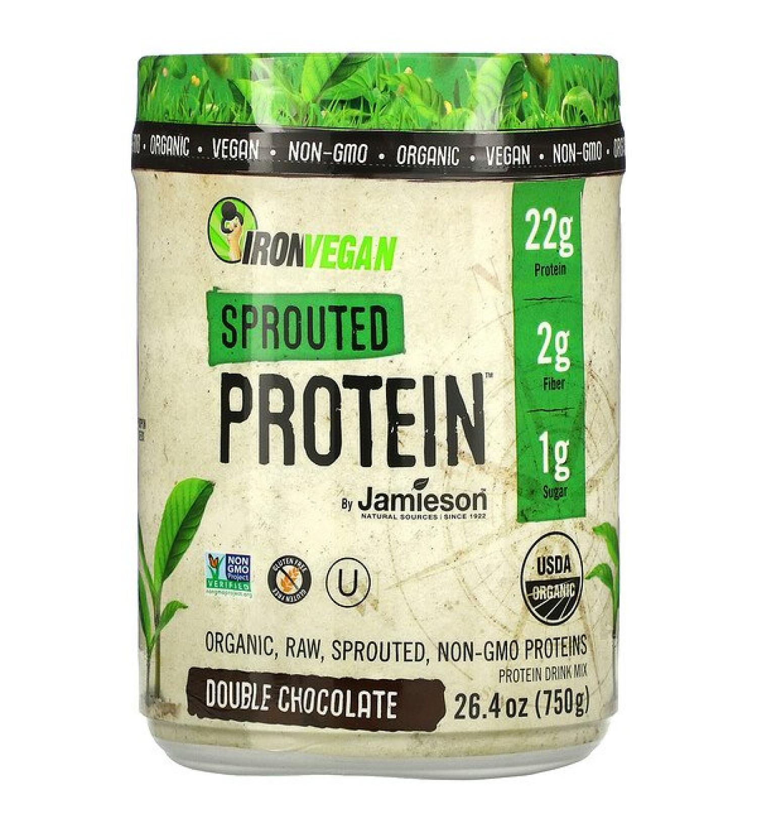 Jamieson Natural Sources IronVegan Sprouted Protein Double Chocolate 26.4 oz (750 g)