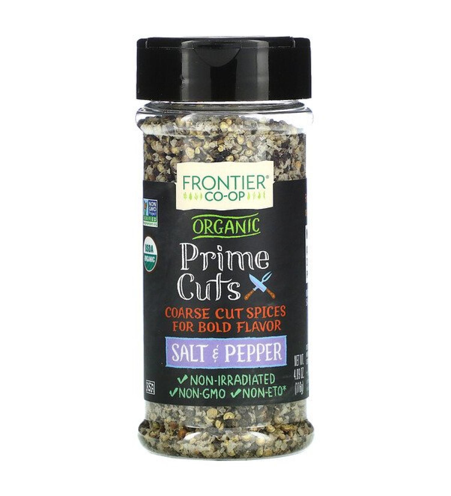 Frontier Co-op Organic Prime Cuts Salt & Pepper - 4.09 oz (116 g) | Premium Seasoning Blend - Buy Online on GoSupps.com