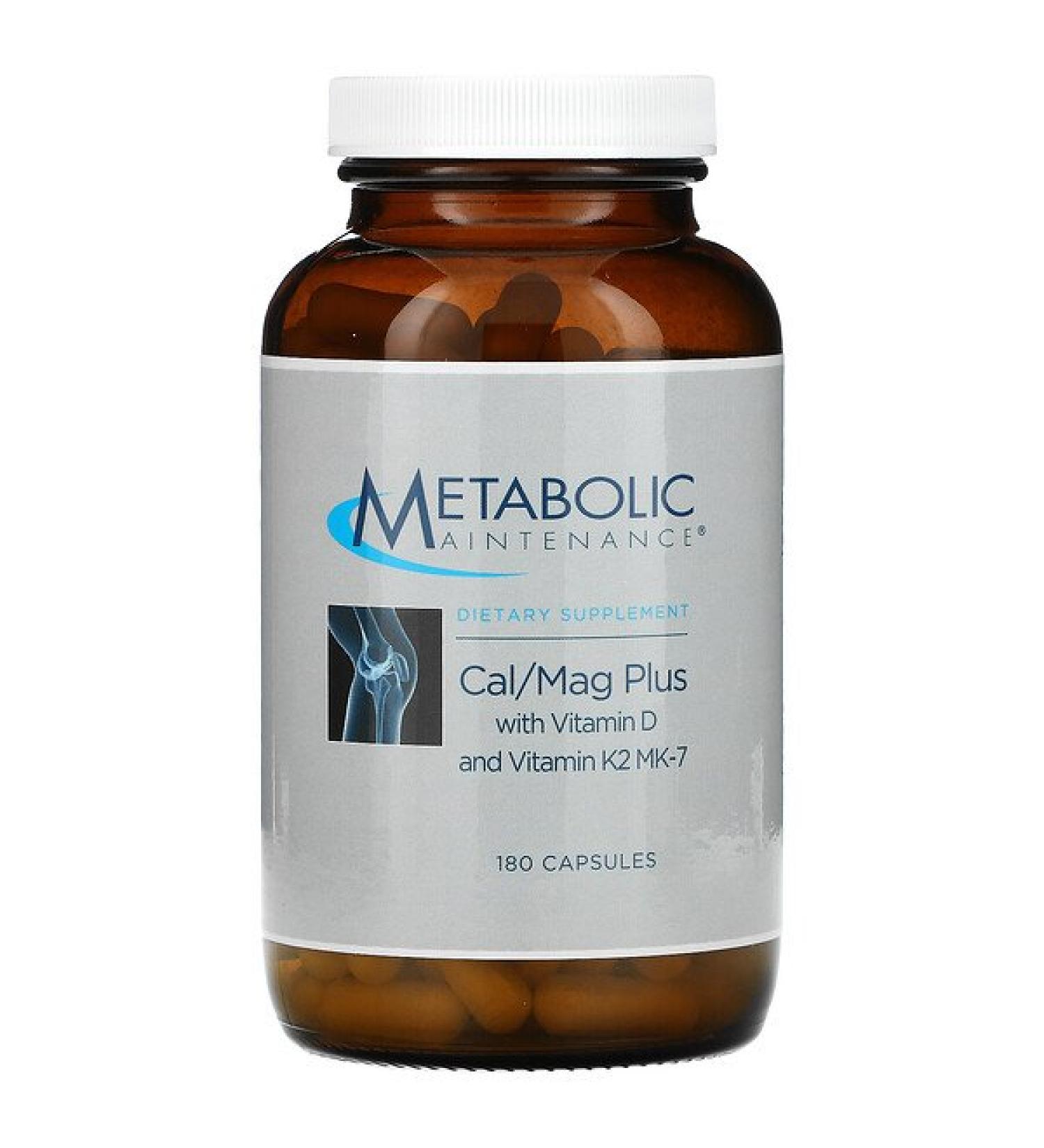 Metabolic Maintenance Cal/Mag Plus with Vitamin D and Vitamin K2 MK-7 180 Capsules