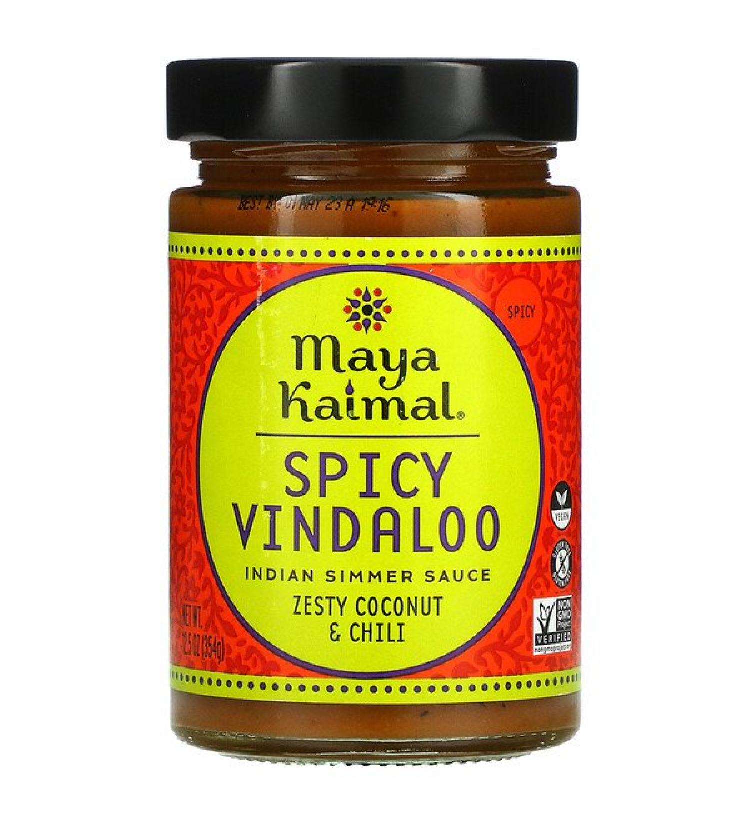Maya Kaimal Spicy Vindaloo Indian Simmer Sauce Spicy Zesty Coconut & Chili 12.5 oz (354 g)