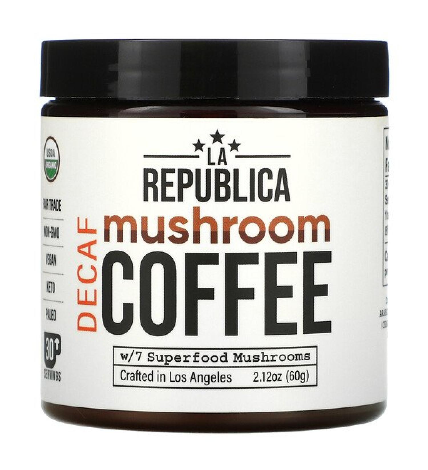LA Republica Mushroom Coffee W/ 7 Superfood Mushrooms Decaf 2.12 oz (60 g)