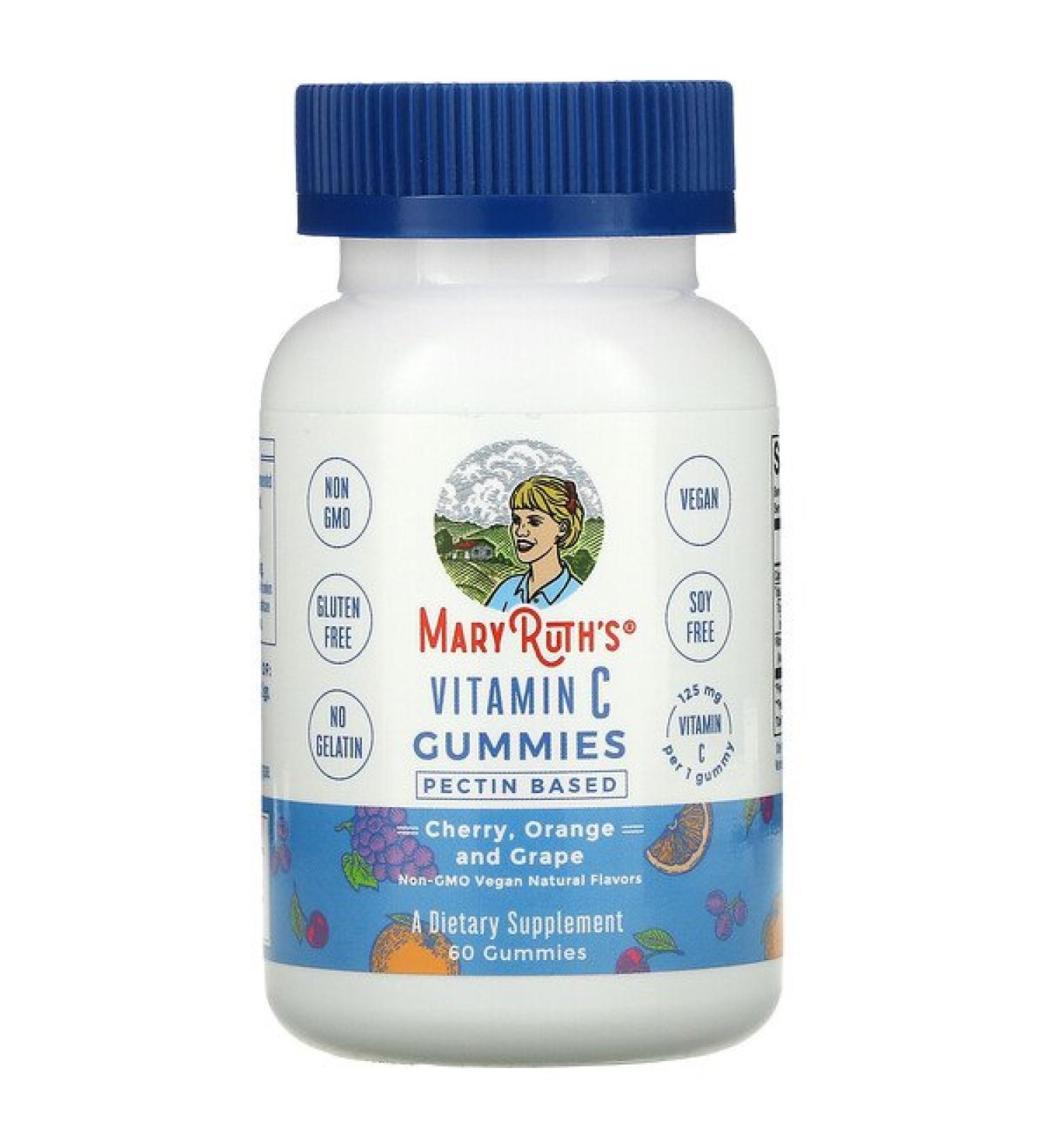 MaryRuth Organics Vitamin C Gummies Cherry Orange and Grape 125 mg 60 Gummies