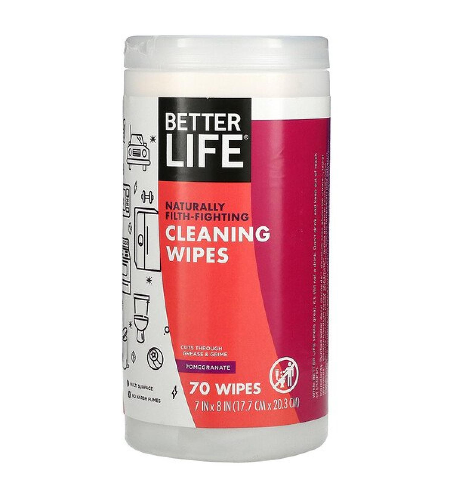 Better Life Cleaning Wipes Pomegranate 70 Wipes
