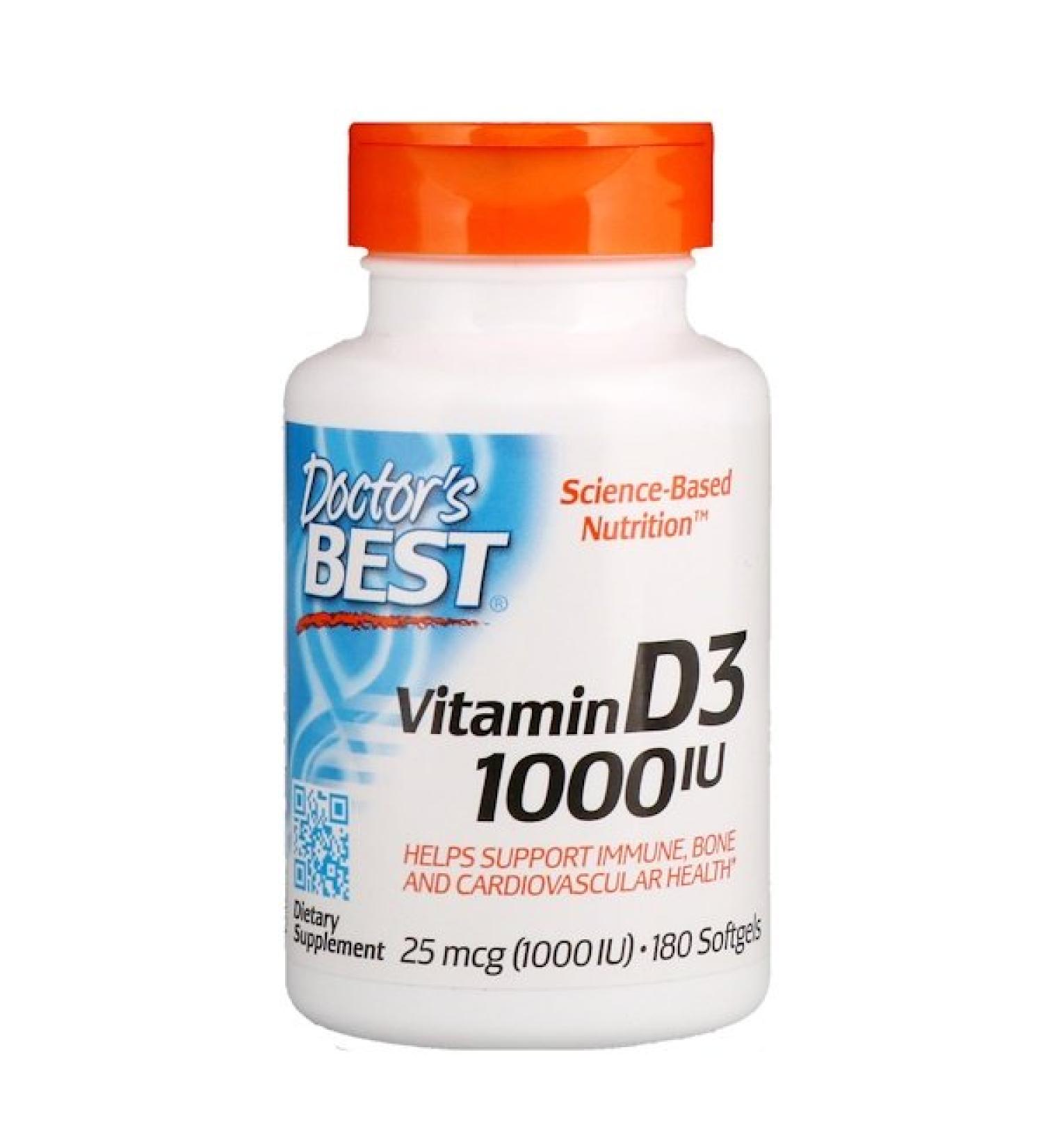Doctor's Best Vitamin D3 25 mcg (1000 IU) 180 Softgels