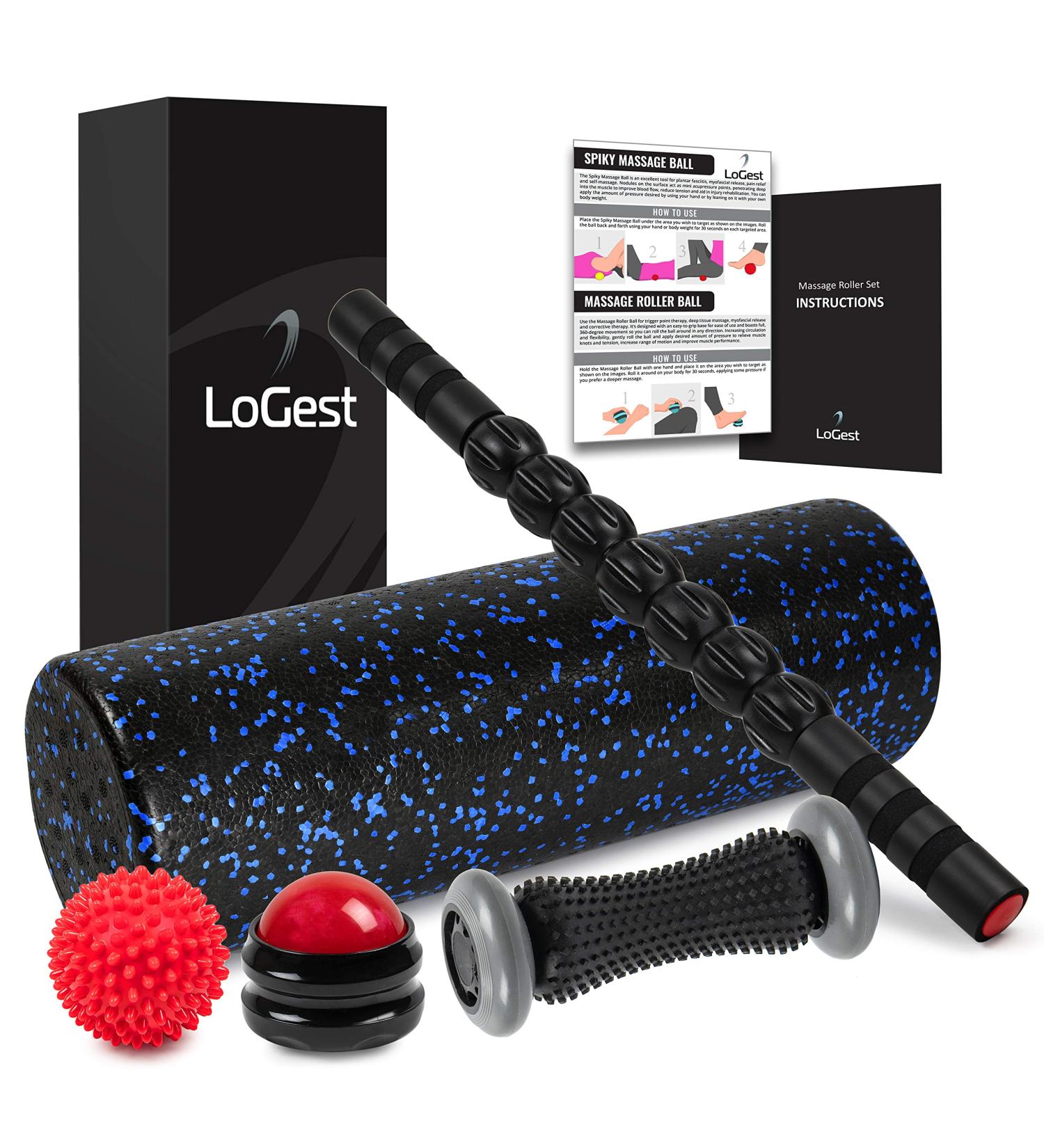 6-Piece Foam Roller Set for Pain Relief and Deep Tissue Massage | Includes Back Roller, Massage Stick, Foot Roller, and More - Buy Online on GoSupps.com