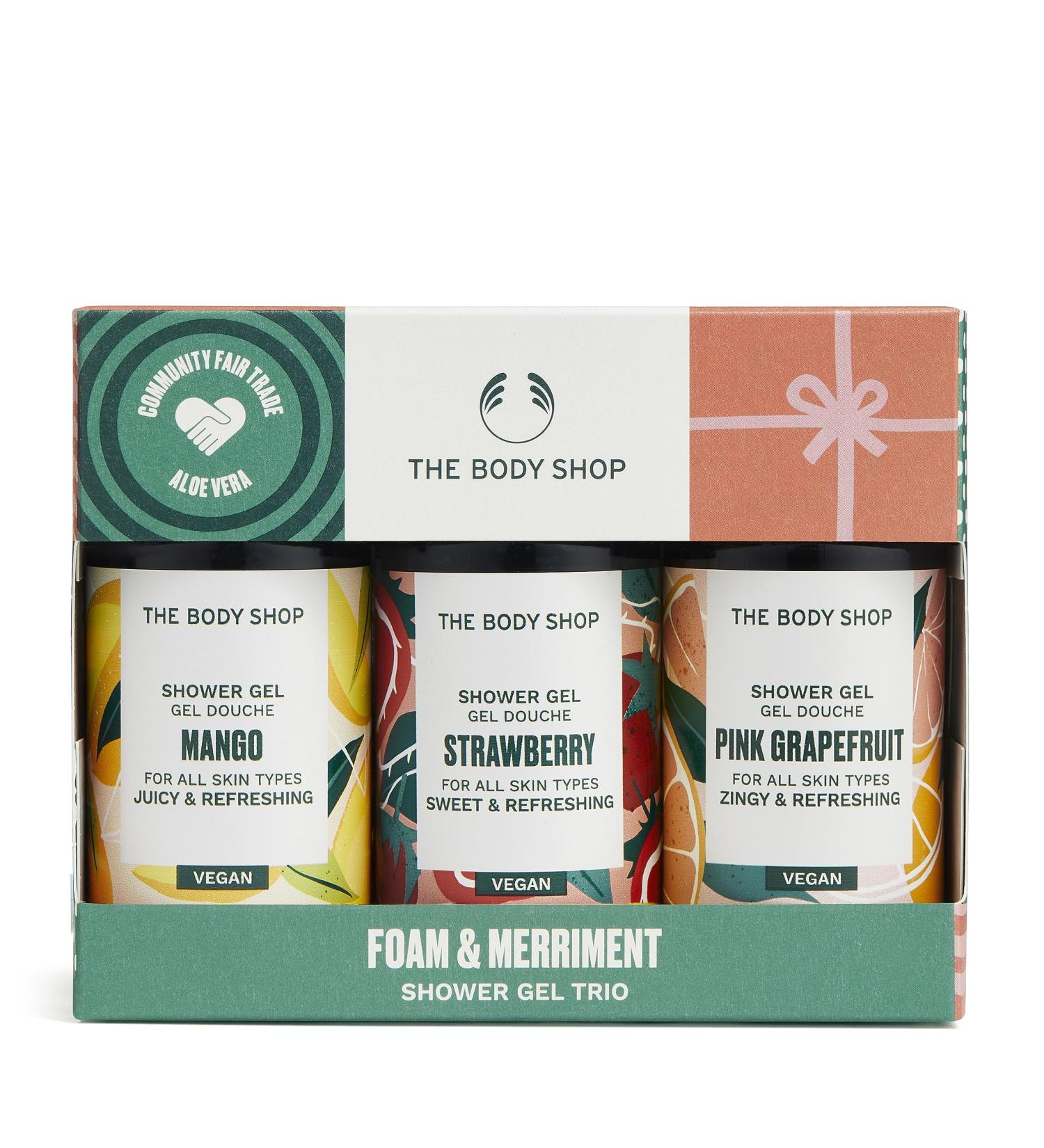 The Body Shop Foam & Merriment Shower Gel Trio Mini Gift Vegan shower gel 3-Piece Set - Buy Online on GoSupps.com