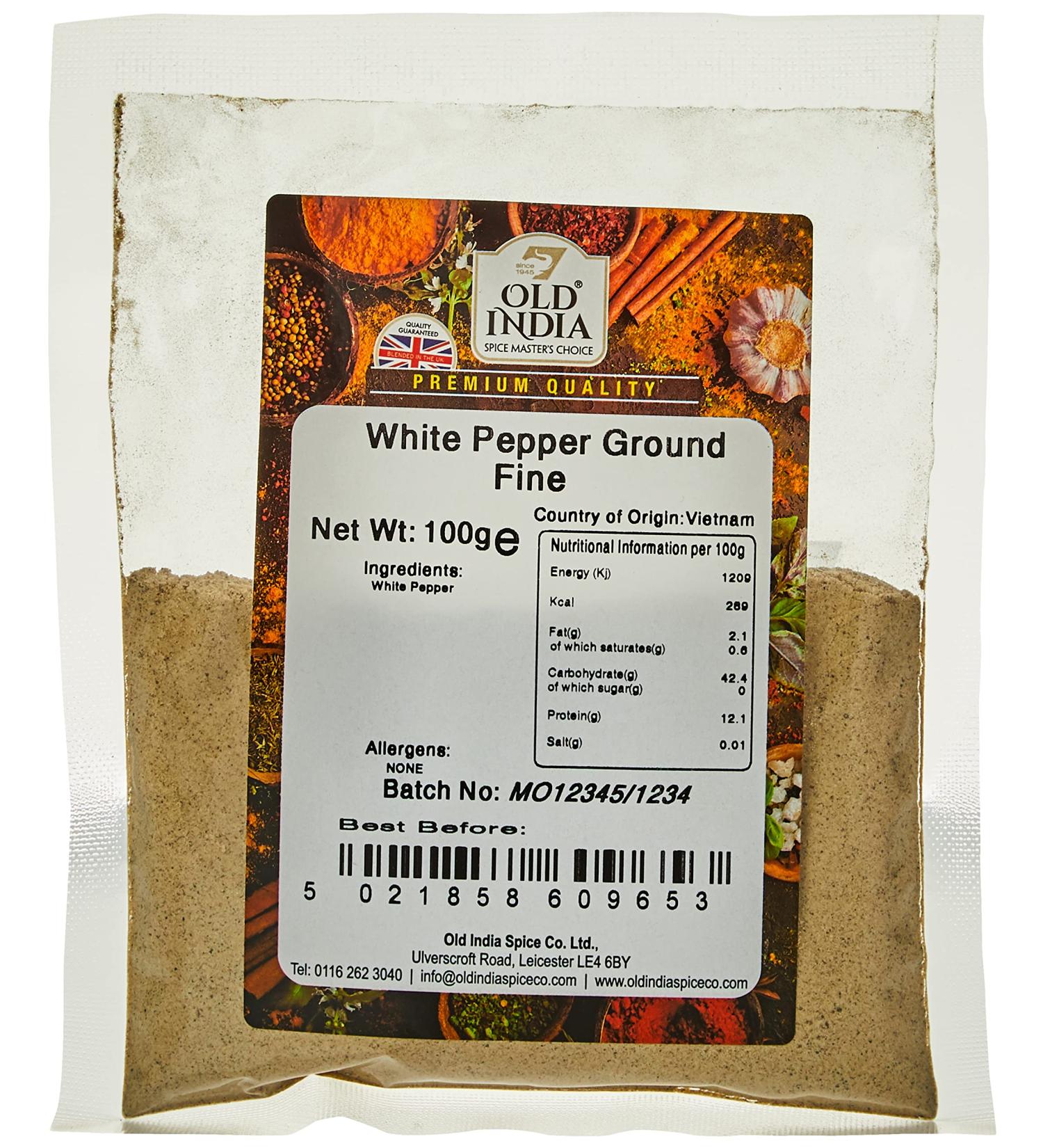 Old India White Pepper Ground Fine 100g - Premium Quality Spice - Buy Online on GoSupps.com