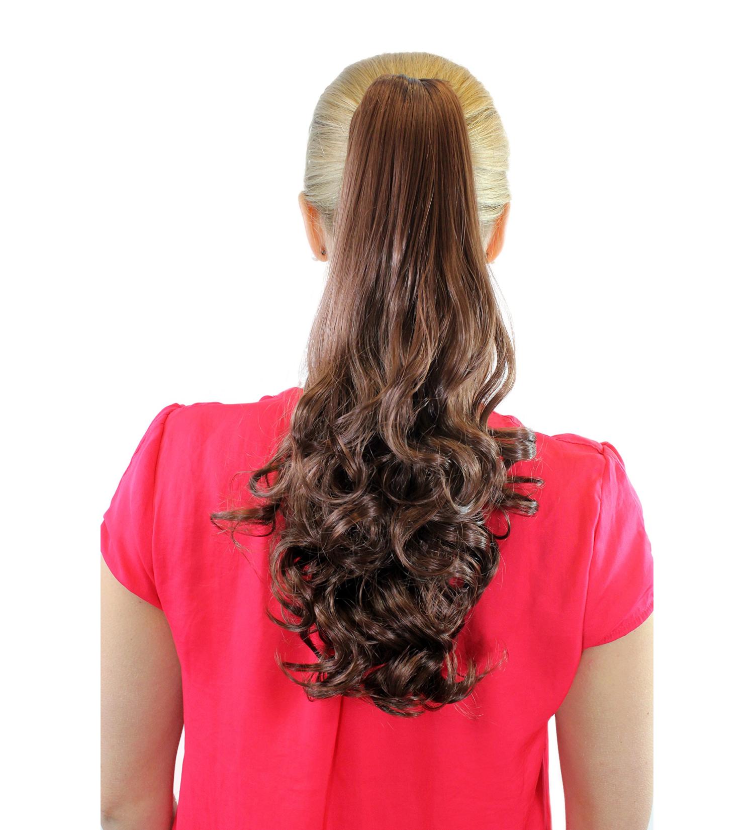Hairpiece braid chestnut brown approx. 45cm curls butterfly clip JL-3273-33