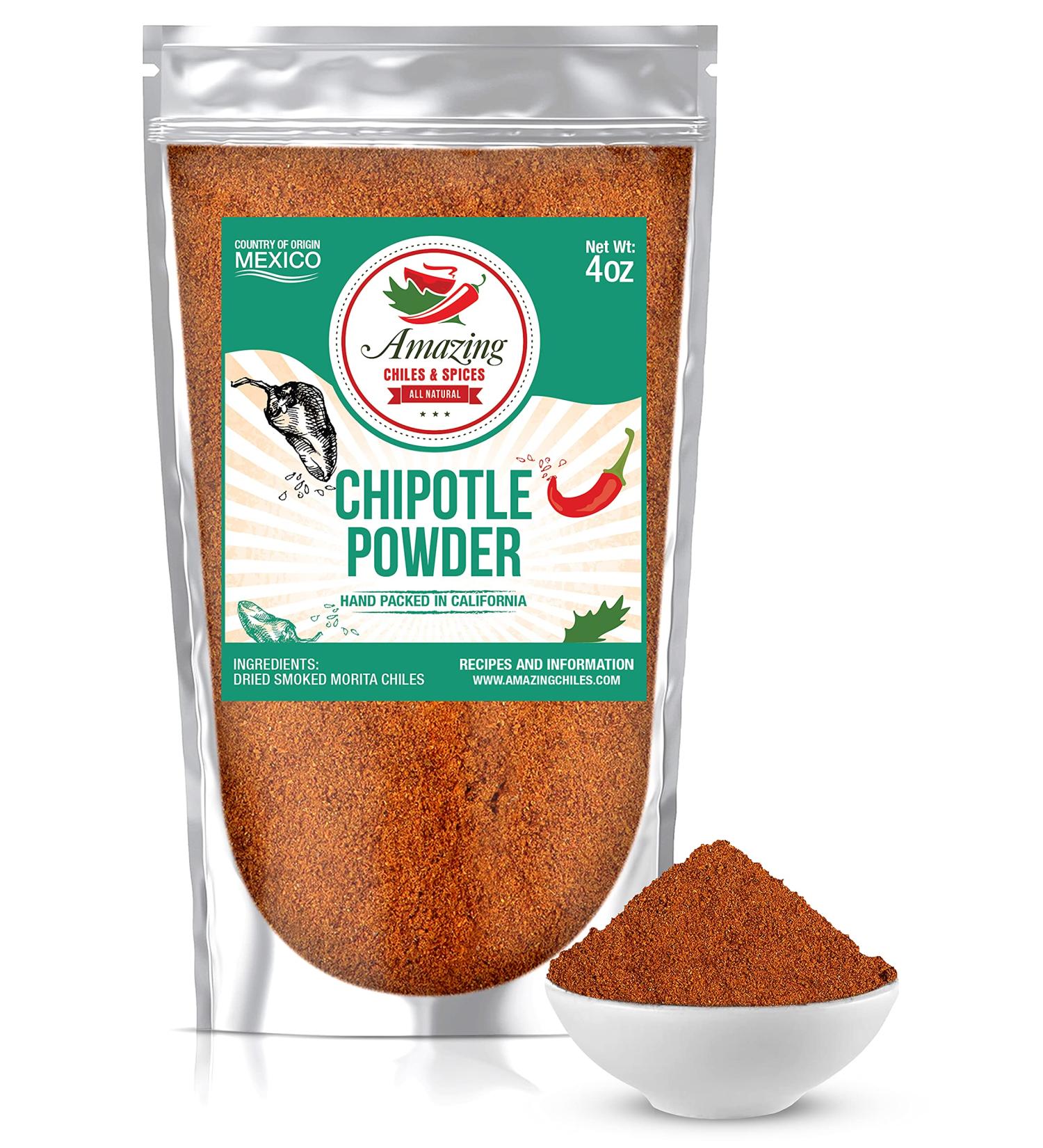 Chipotle Chili Powder Seasoning 4oz - Natural & Premium | Great for Meats, Grilling, Rubs, Sauces, & Salsa | Medium to High Heat - Sweet & Smoky Flavor | By Amazing Chiles & Spices - Buy Online on GoSupps.com
