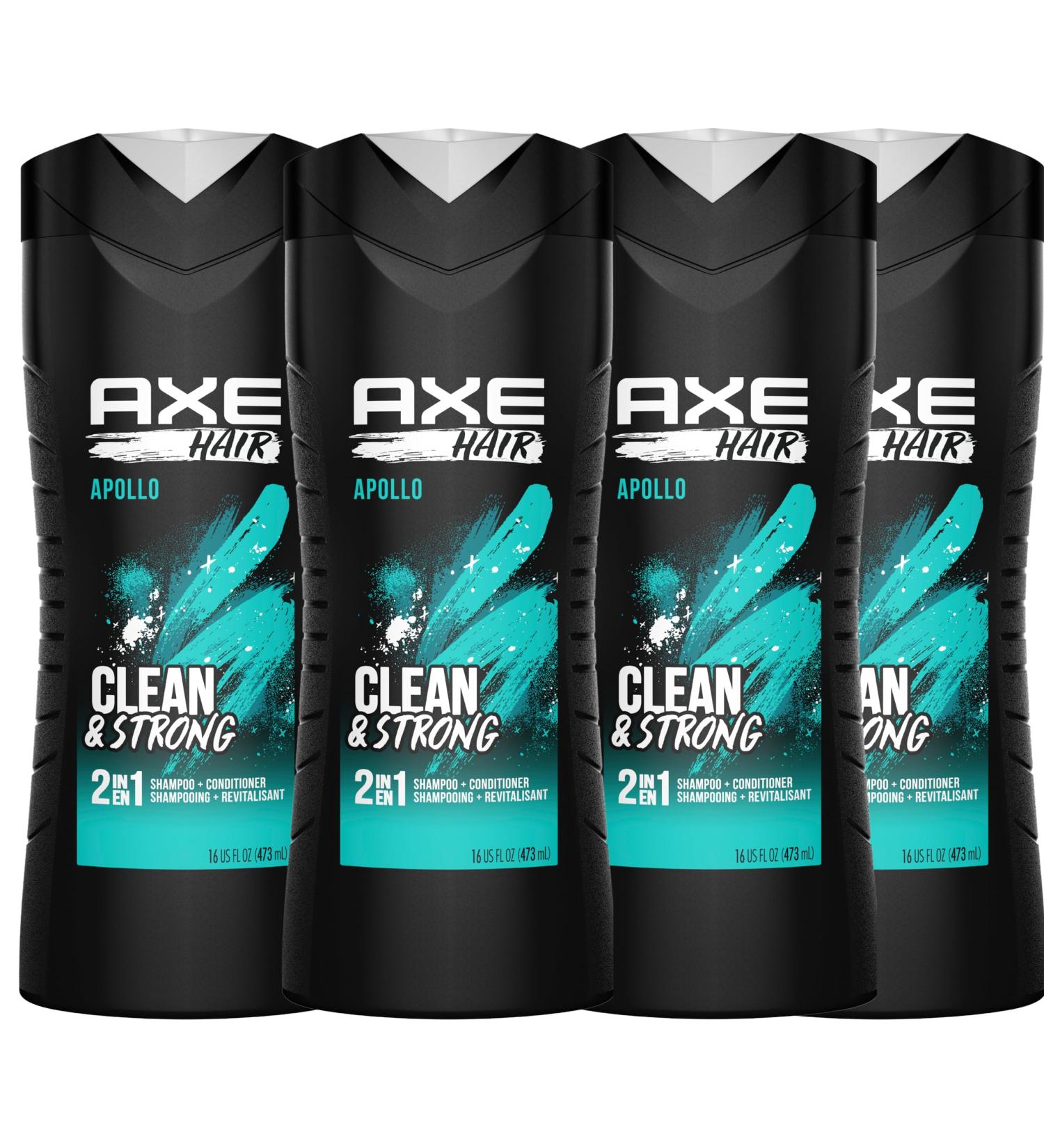 AXE 2-in-1 Shampoo and Conditioner for Clean & Strong Hair Apollo all-in-one for men 473 ml (Pack of 4) - Buy Online on GoSupps.com