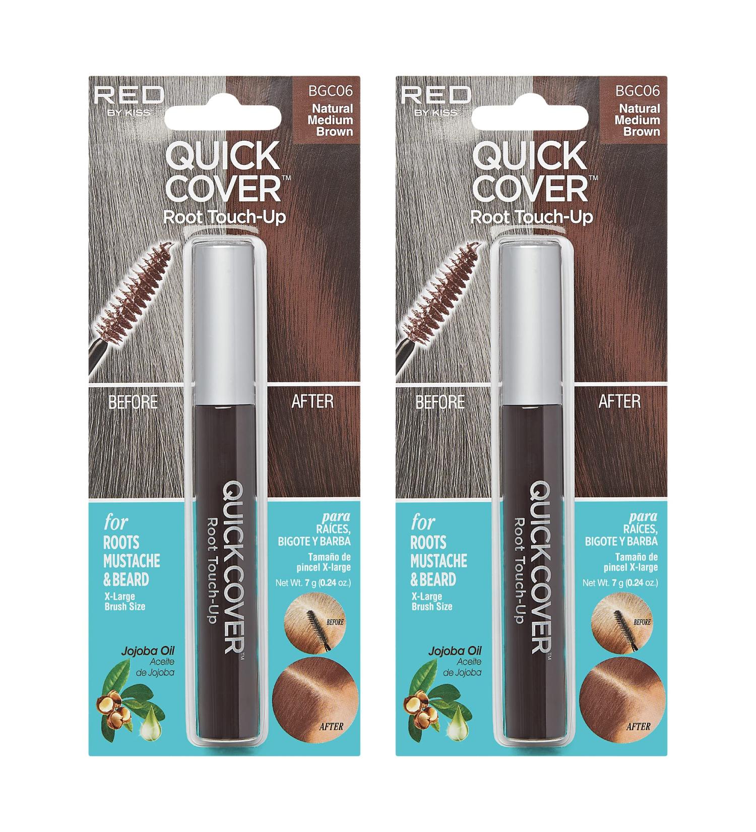 RED by Kiss Quick Cover Root Touch Up Mascara 2PCS - Water-Resistant Gray Concealer for Hair & Beard (Natural Medium Brown) - Buy Online on GoSupps.com