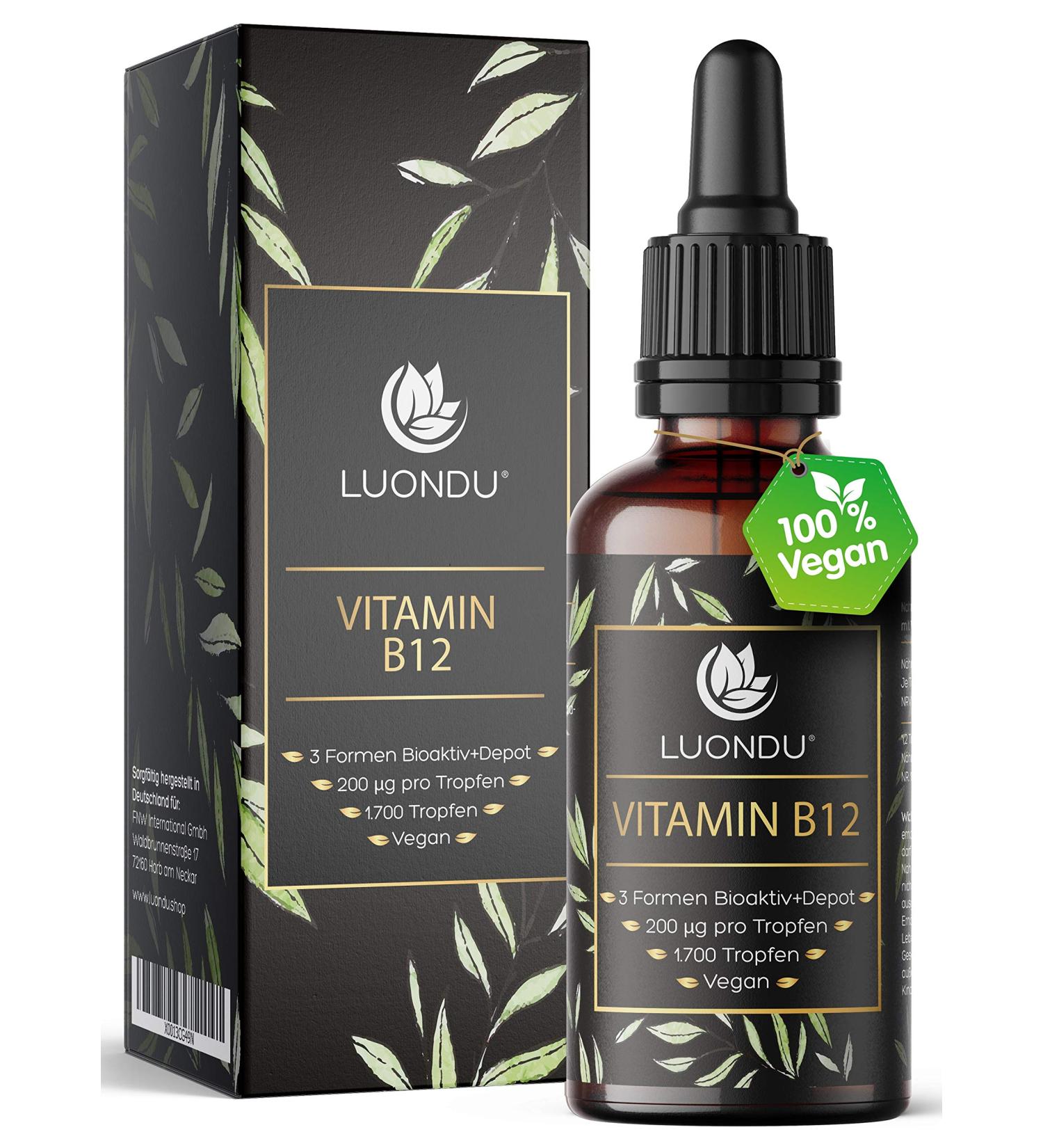 High Dose Vegan Vitamin B12 Drops - 50ml Alcohol-Free 1700 Drops with Adenosyl & Methylcobalamin - Buy Online on GoSupps.com