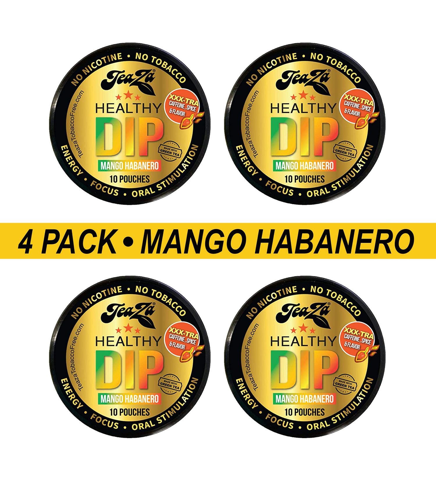 Teaza Mango Habanero Energy Pouches (4 Pack) - Tobacco-Free & Nicotine-Free Alternative Chew - Buy Online on GoSupps.com