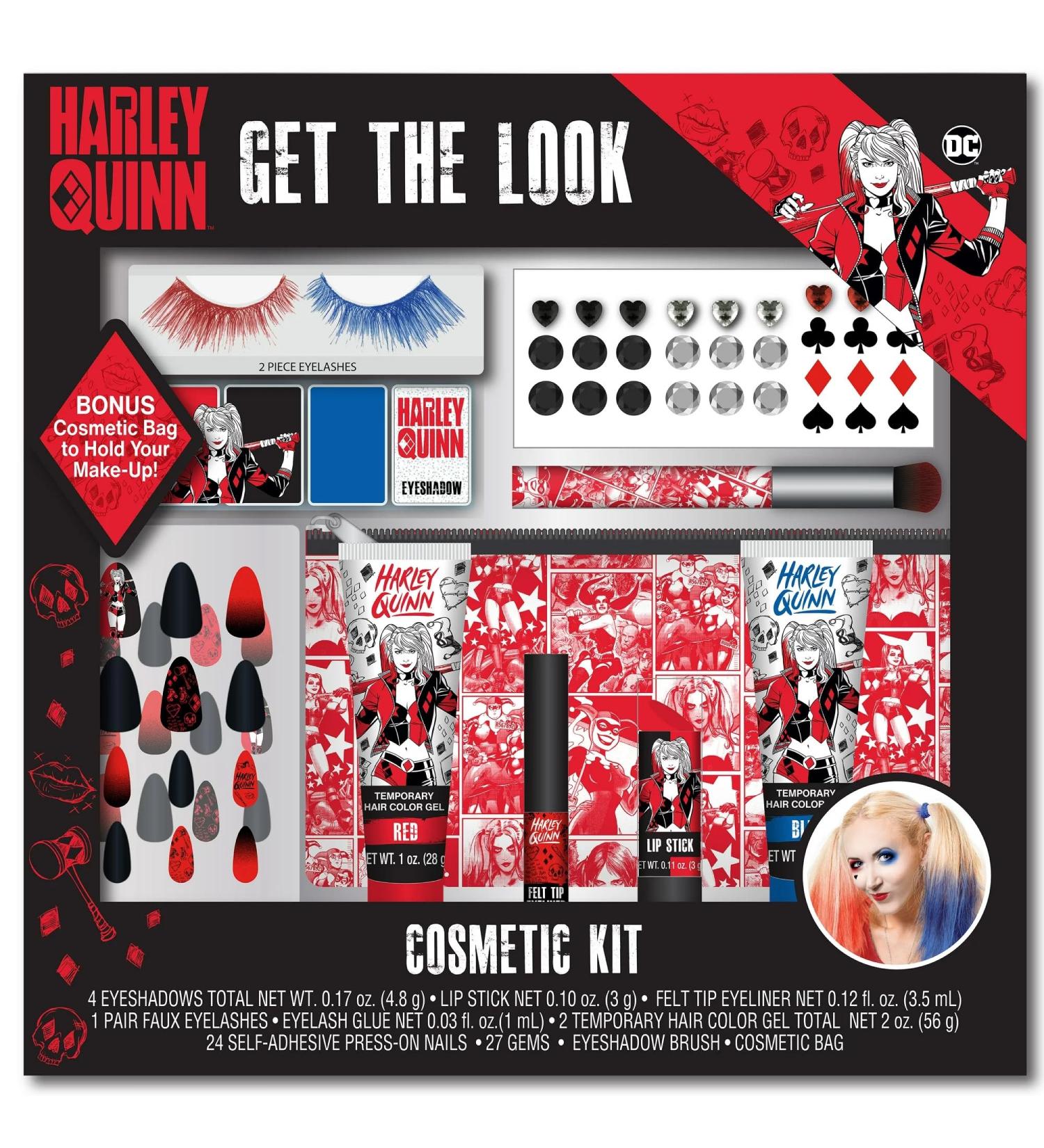 DC Comics Get the Look Cosmetic Set Harley Quinn 37 pieces Costume Makeup Harlequin Halloween (Harley Quinn)