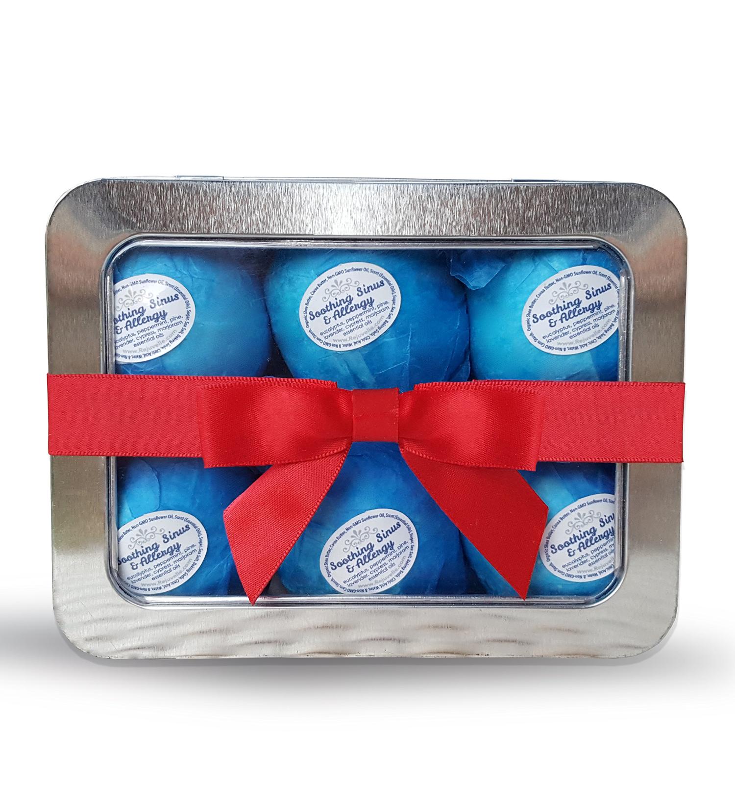 Rejuvelle Bath Bomb Gift Set - 6 Natural Sinus & Allergy Relief Fizzies with Eucalyptus & Peppermint Oils for Easy Breathing and Moisturizing Bath Experience - Buy Online on GoSupps.com