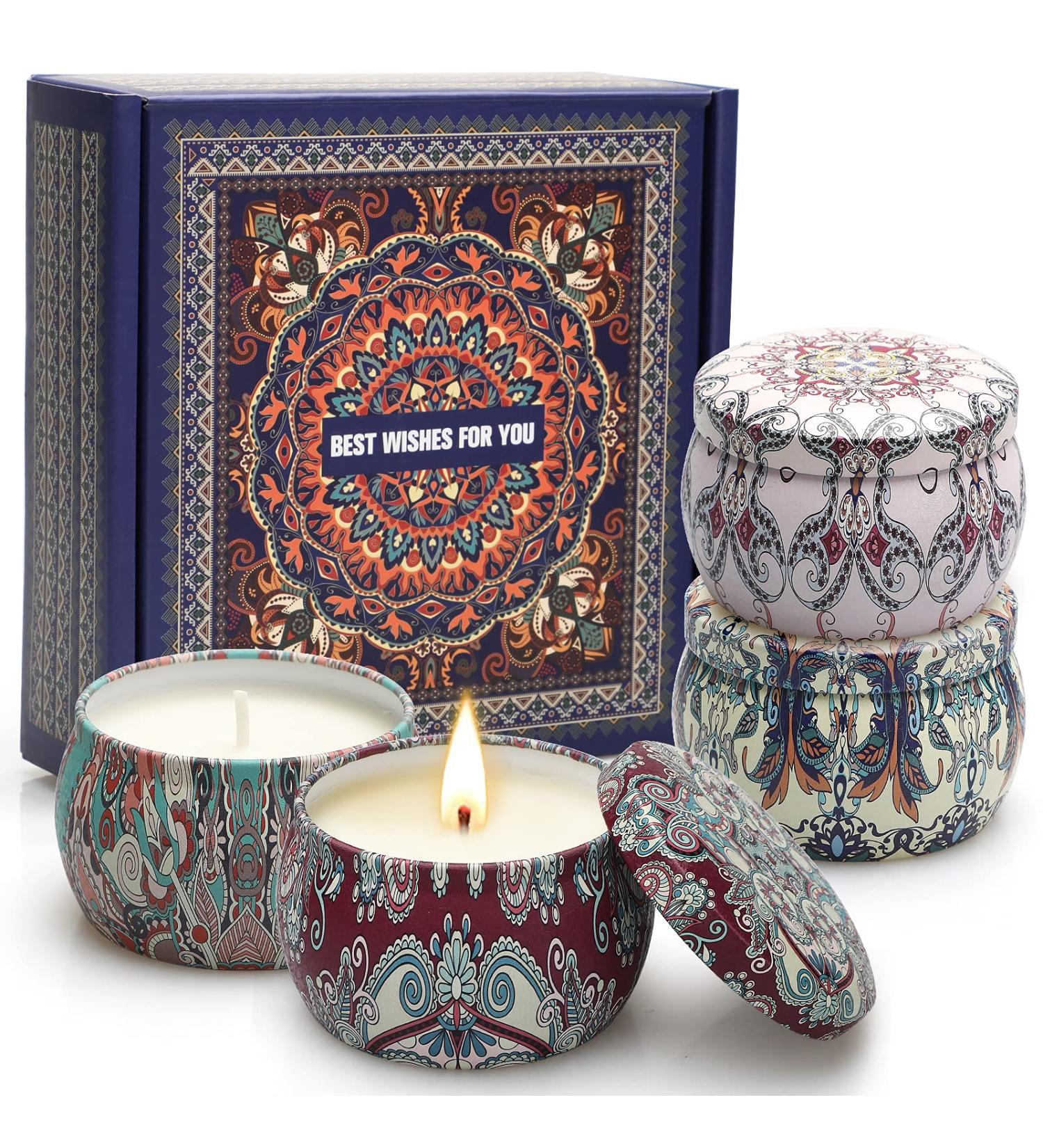 Fragrance Candles Gift Set for Women - 4 Pack Natural Soy Wax Aromatherapy - Perfect Valentine's Day Gift for Relaxation & Stress Relief - Buy Online on GoSupps.com