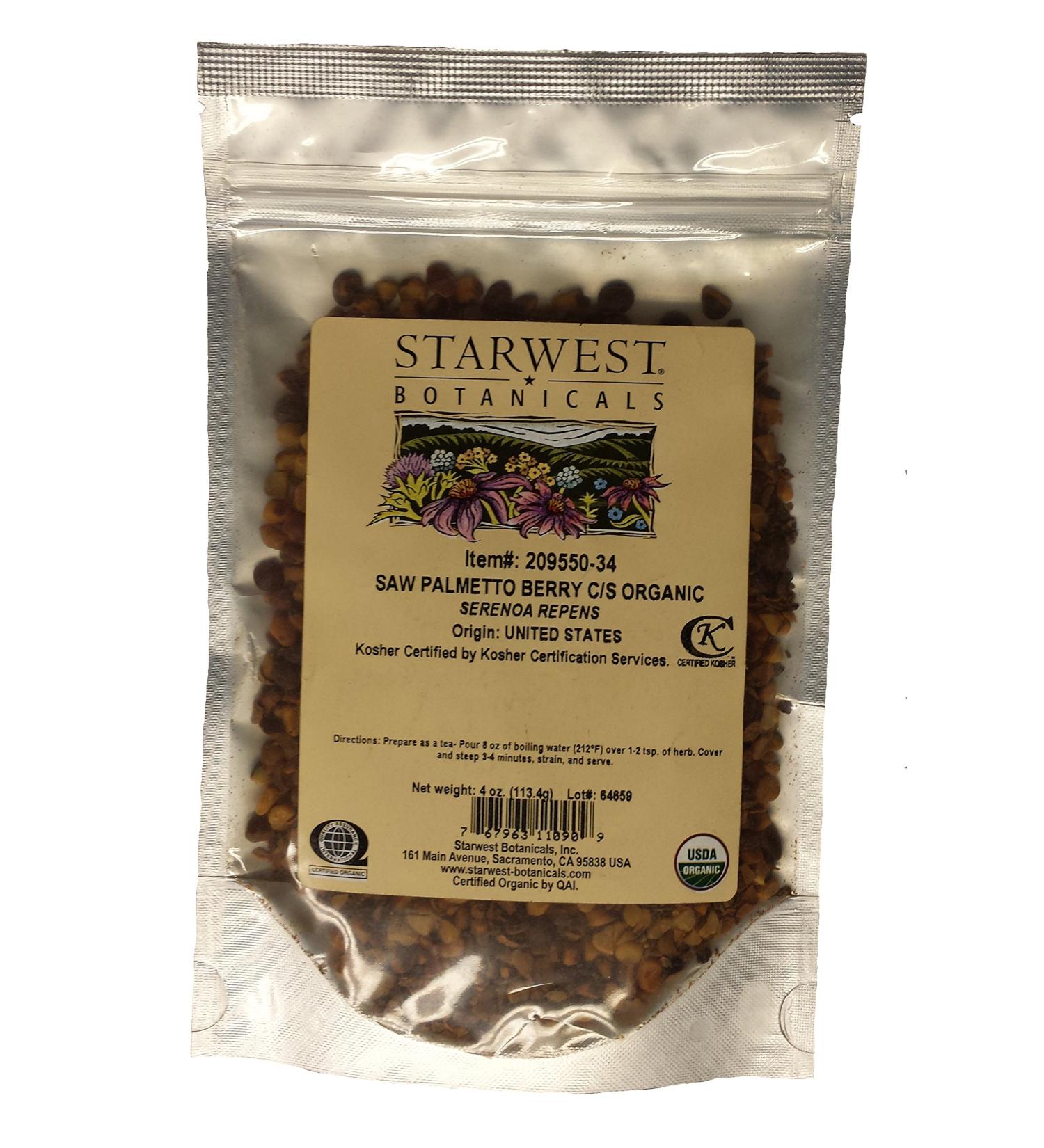 Saw Palmetto Berry Cut & Sifted Organic -Serenoa repens 4 Oz