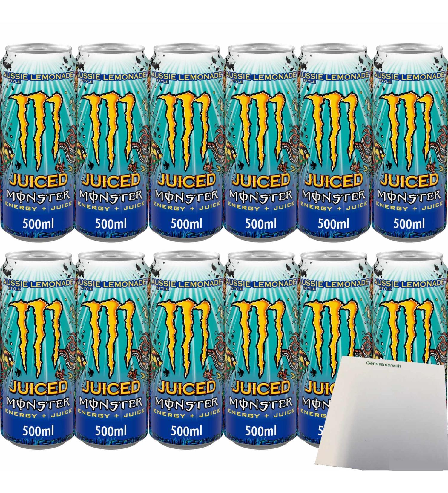  usy Monster Energy Drink Juiced Style Aussie Lemonade Pack of 12 (12 x 0.5 Litre Boxes) + usy Block - Buy Online on GoSupps.com