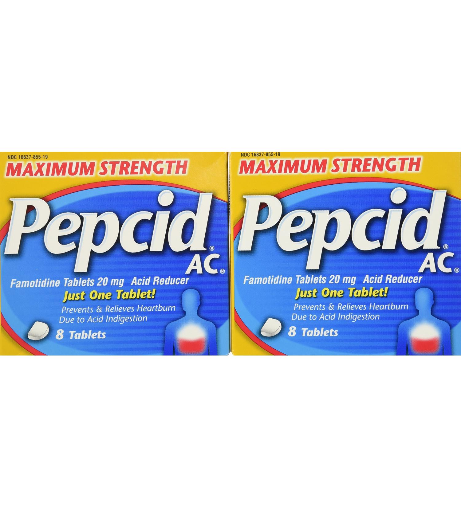 Pepcid AC Maximum Strength Tablets 8-Count x 2 - Fast-Acting Relief for Heartburn and Acid Indigestion - Buy Online on GoSupps.com