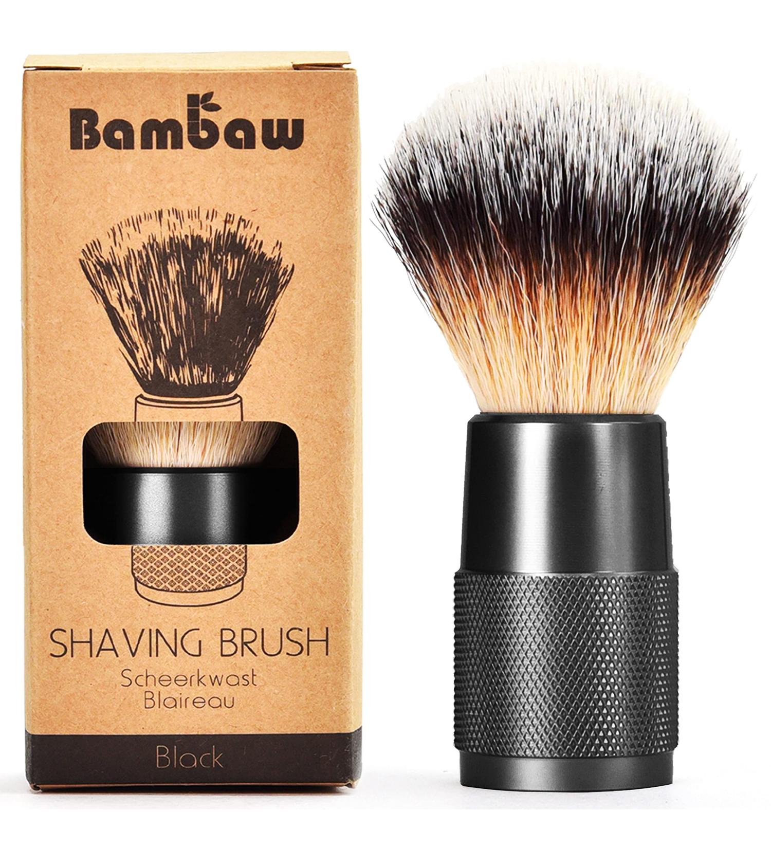 Bambaw Synthetic Shaving Brush Black | Best Ingrown Hair Treatment | Metal Handle - Buy Online on GoSupps.com