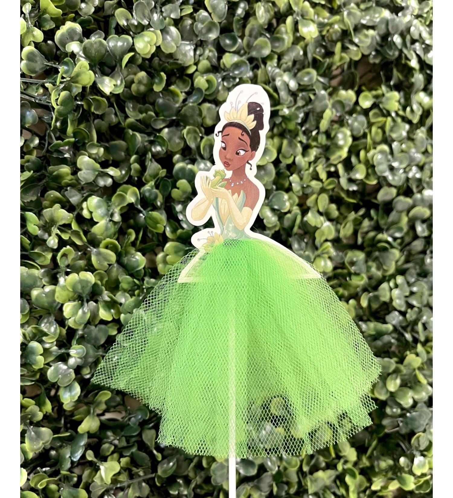 Tiana and the frog cupcake toppers 8pc decoration for cake Babyshower/happy birthday/shower green tutu