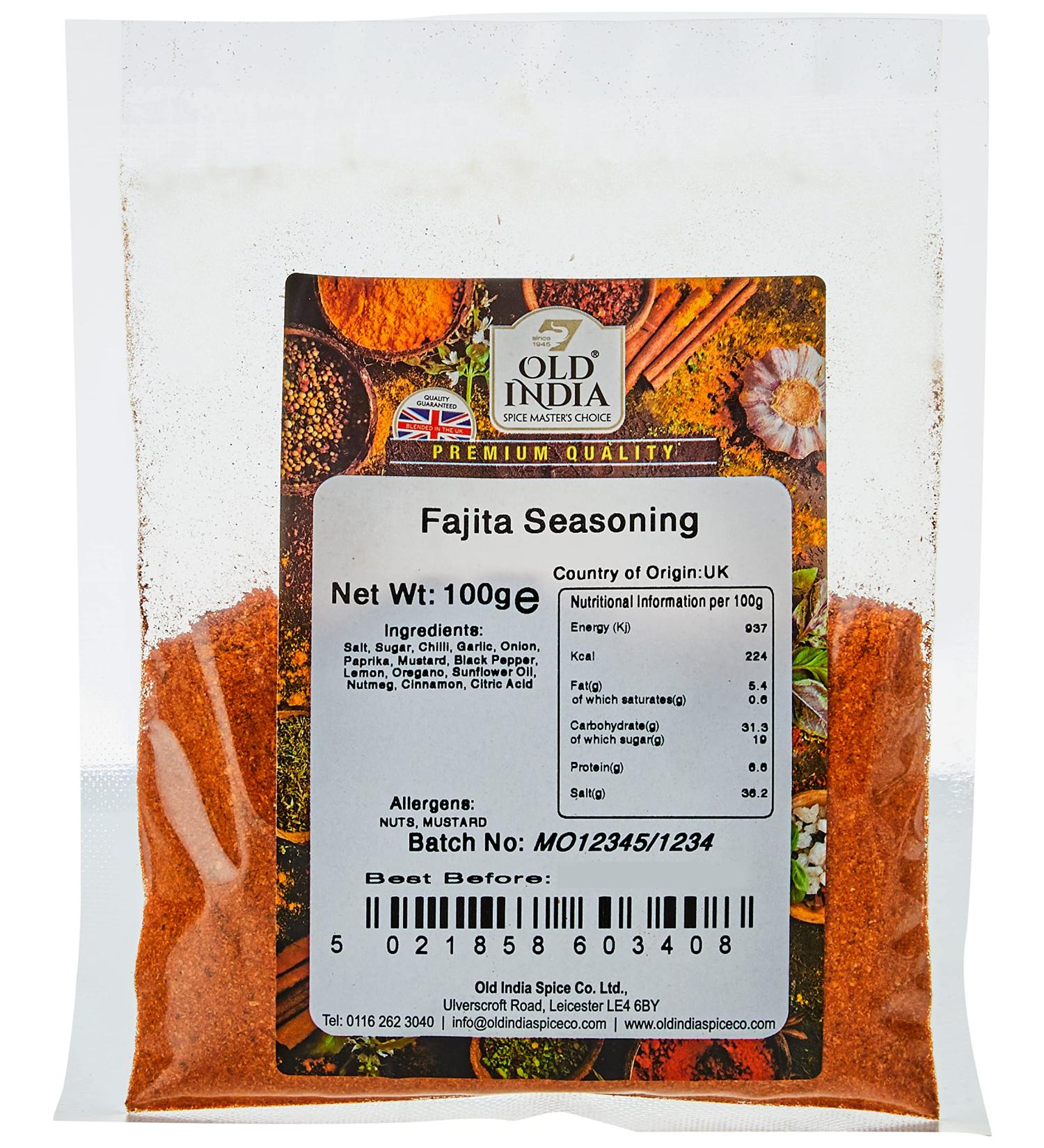 Old India Fajita Seasoning 100g - Authentic Blend for Perfect Fajitas - Buy Online on GoSupps.com