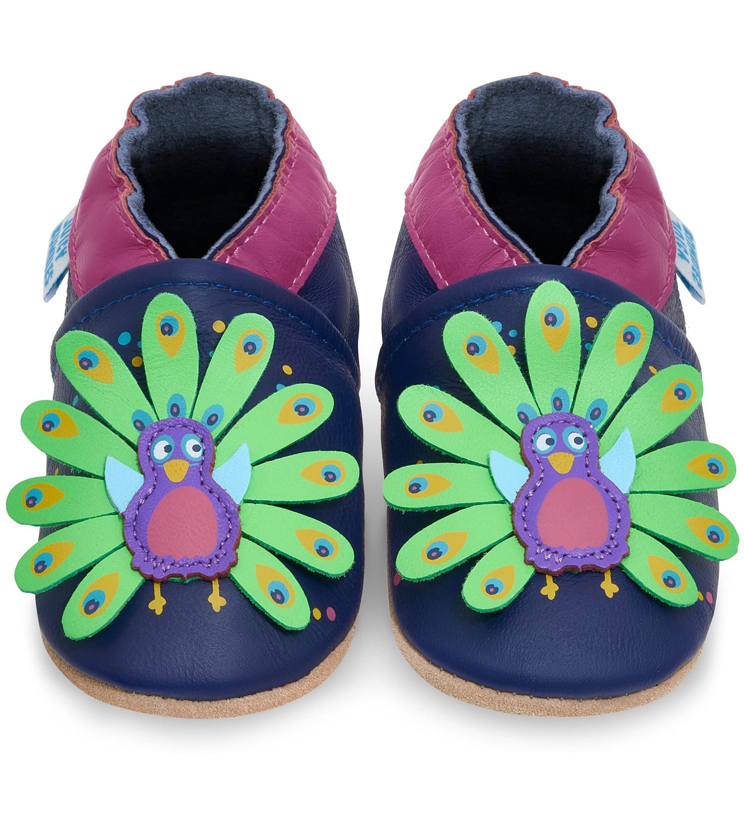 Peacock Leather Toddler Shoes - Soft Sole Baby Shoes for Boys and Girls (2-3 Years) | Baby Walking Shoes - Buy Online on GoSupps.com