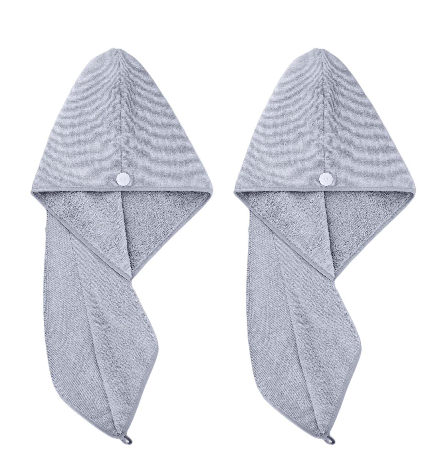 Polyte Hair Turban Towel - Microfiber 30x71 cm (Grey) - Pack of 2 | Fast International Shipping - Buy Online on GoSupps.com