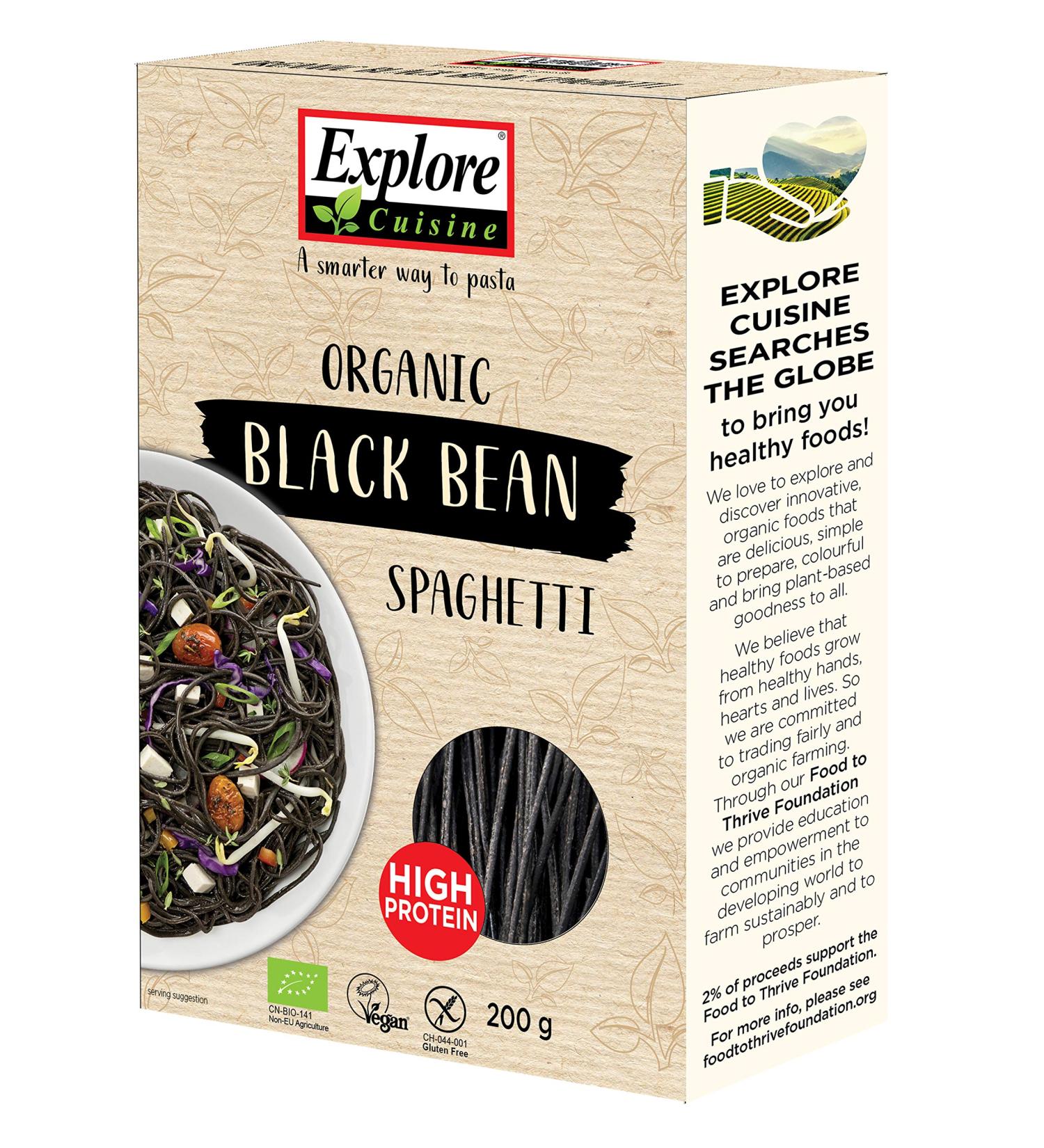 Explore Cuisine Organic Black Bean Spaghetti Pasta - Vegan, High Protein, Gluten Free - Buy Online on GoSupps.com