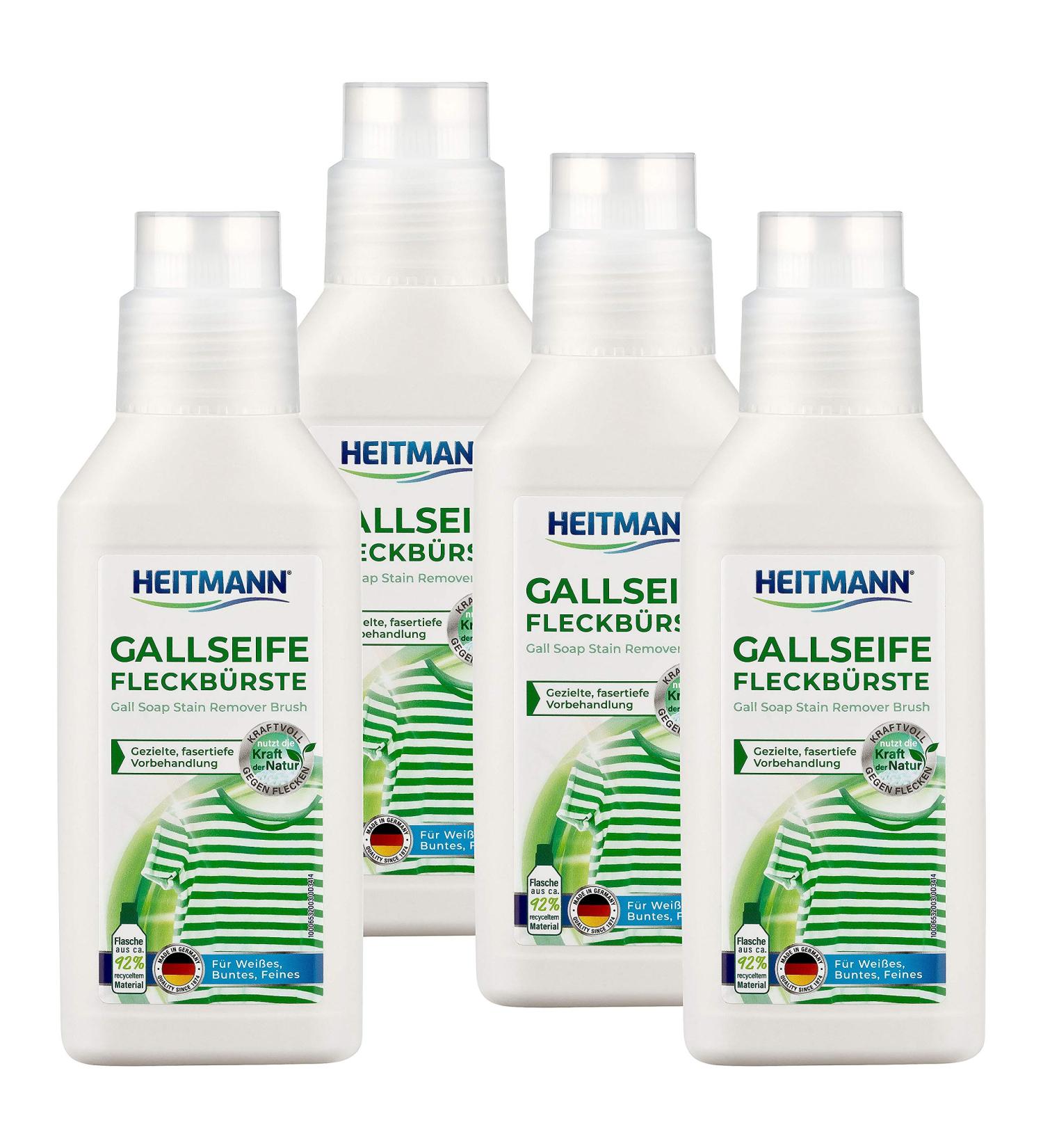 Heitmann Gall Soap Stain Brush - Effective Laundry Pretreatment for Stubborn Stains (4 x 250 ml) - Ideal for Fat Oil Blood and Protein Removal - Buy Online on GoSupps.com