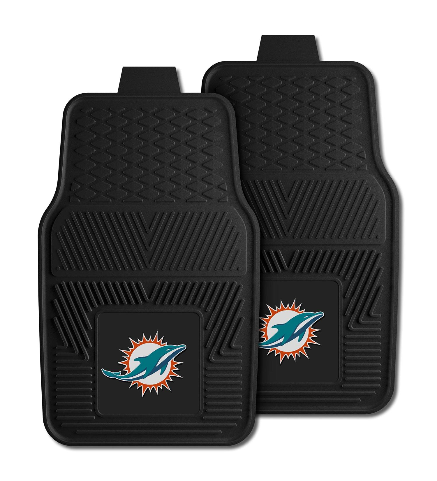 Fanmats 8770 Miami Dolphins 2-Piece Heavy Duty Vinyl Car Mat Set - Front Row Floor Mats | All Weather Protection | Universal Fit - Buy Online on GoSupps.com