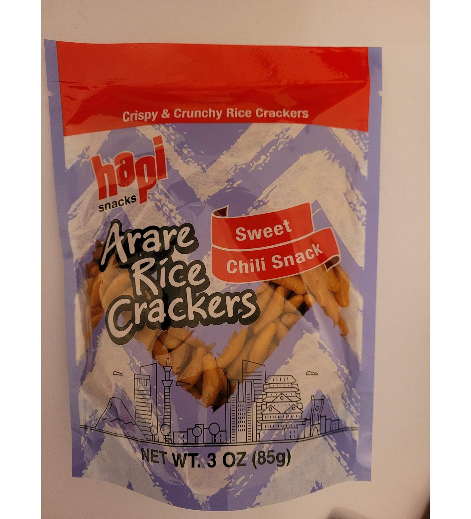 Hapi Chili Bits Rice Crackers, 3-Ounce Bags (Pack of 12)