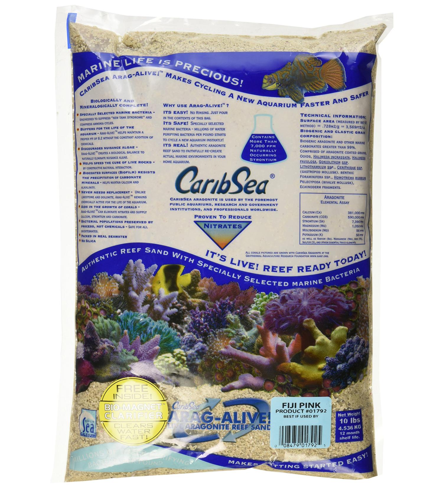Caribsea Arag-Alive Fiji Aquarium Sand, 10-Pound, Pink