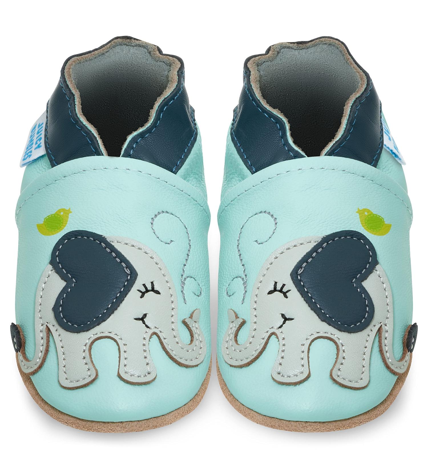 Blue Elephant Baby Shoes | Soft Sole Leather Toddler Shoes 0-6 Months | Baby Boy & Girl Walking Shoes - Buy Online on GoSupps.com