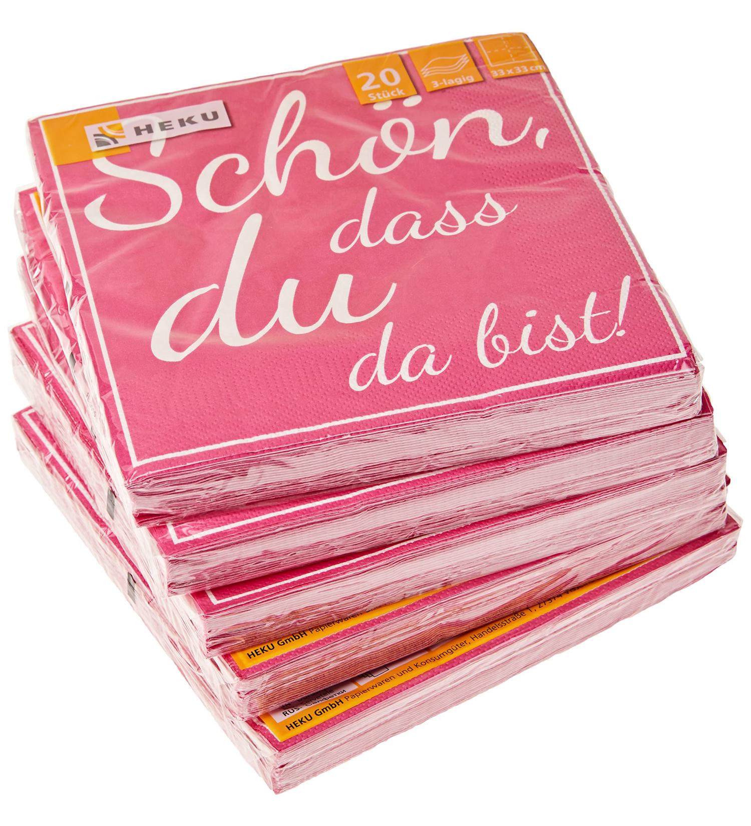 Heku 30243-126: 100 Pink 3-Ply Napkins - Nice That You Are Here 33x33cm - Perfect for Any Occasion International Shipping Available - Buy Online on GoSupps.com