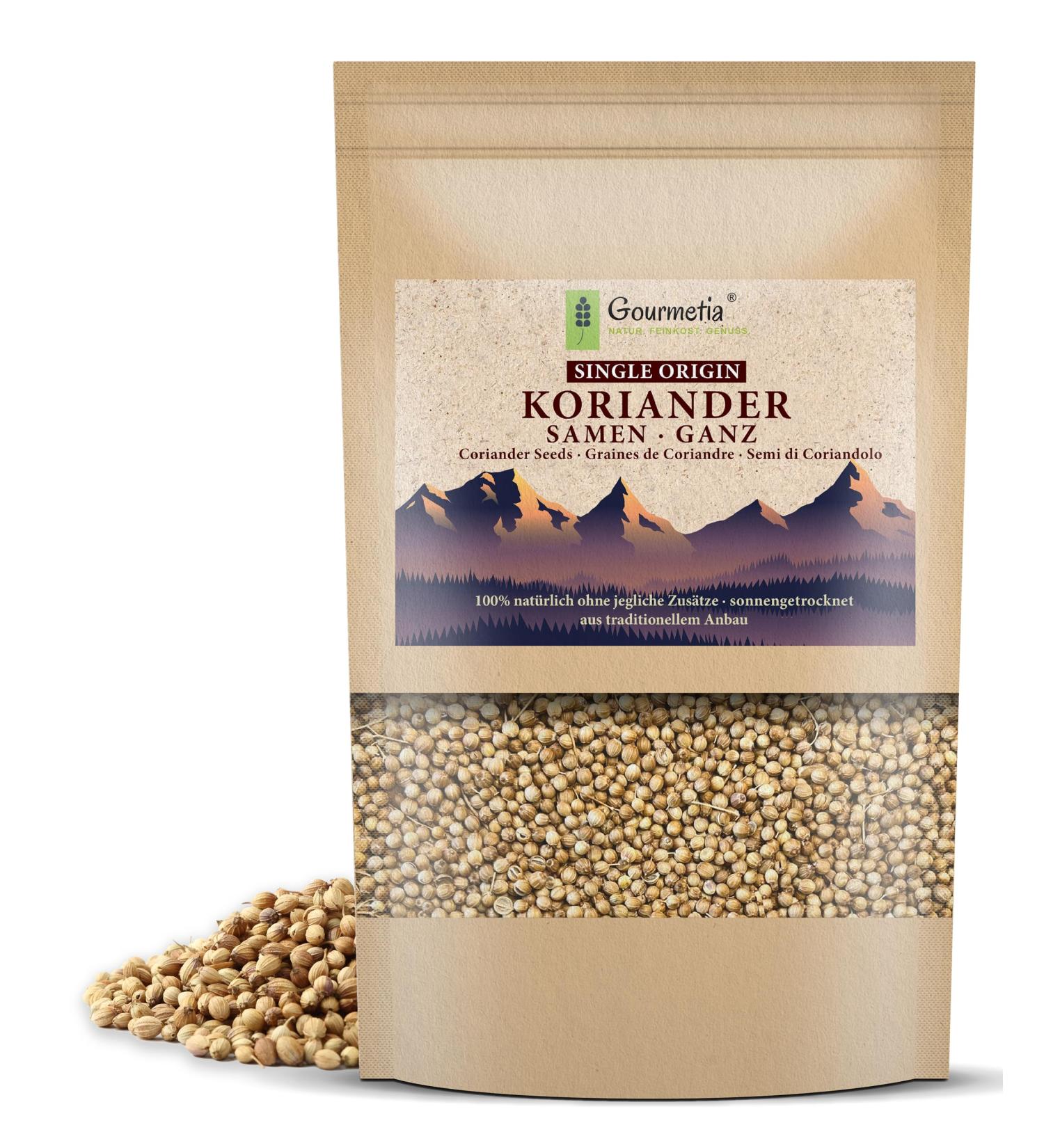Gourmetia Whole Coriander Seeds 200g | 100% Natural & Traditionally Cultivated | International Shipping - Buy Online on GoSupps.com
